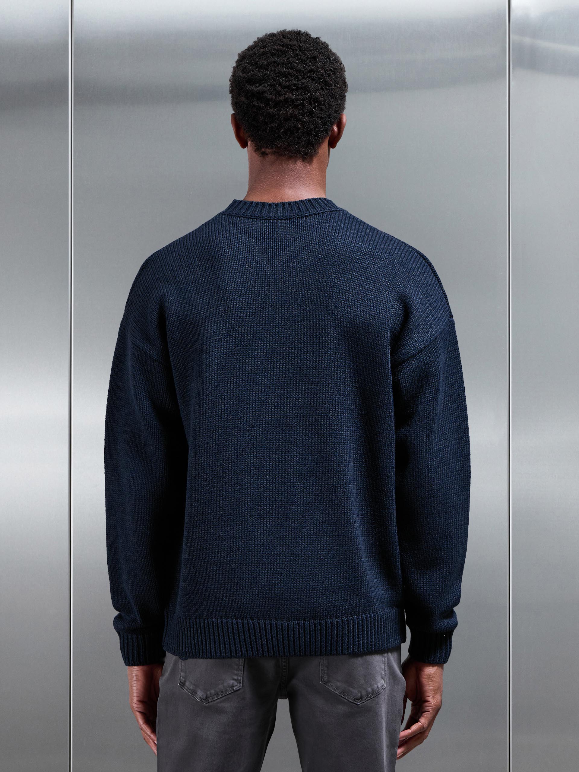Relaxed Fit Knitted Sweatshirt in Navy