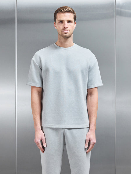 Relaxed Fit Knitted T-Shirt in Marl Grey