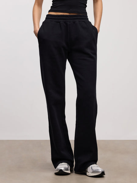 Womens Relaxed Jersey Straight Leg Jogger in Black