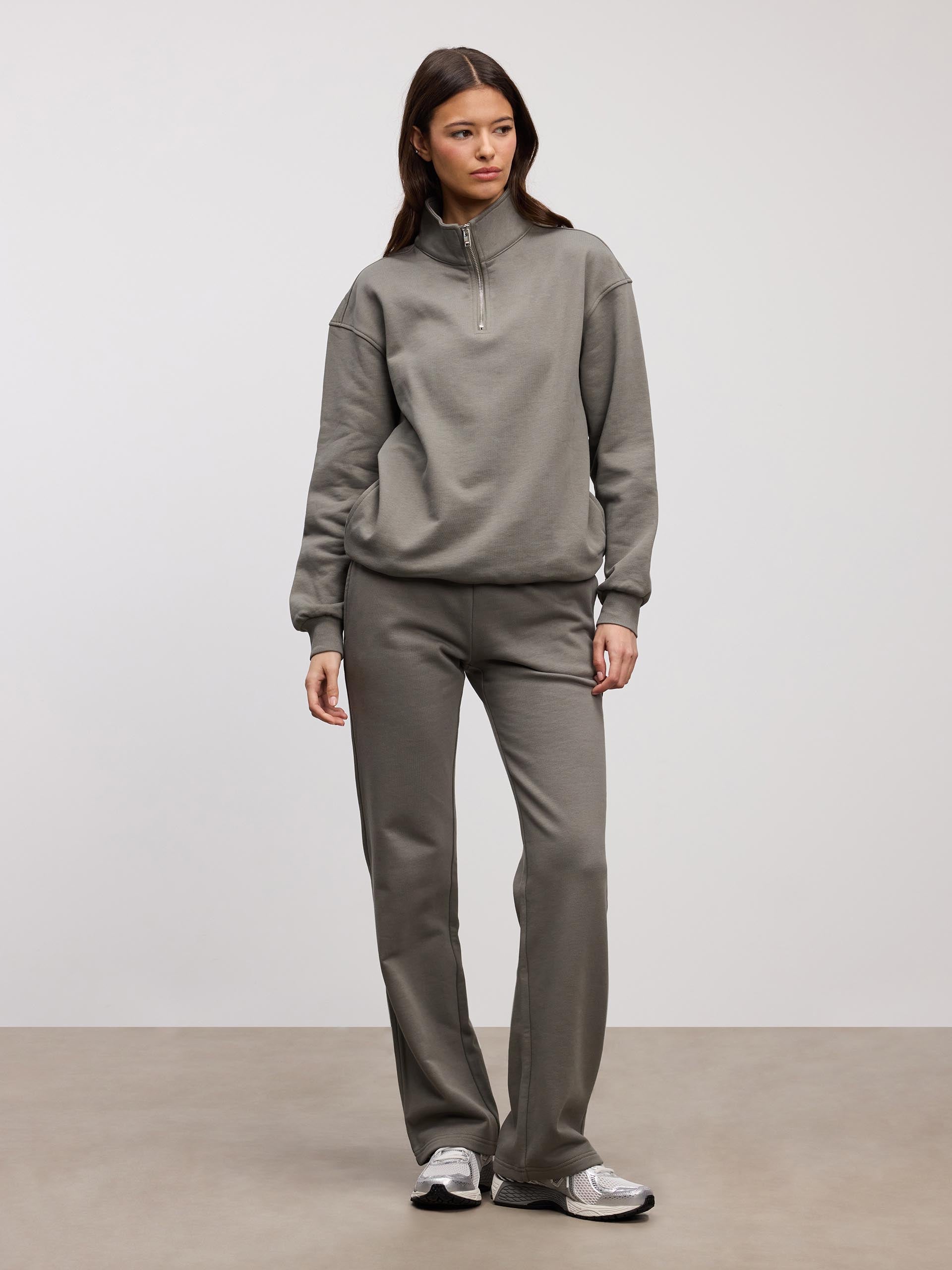 Womens Relaxed Jersey Half Zip in Sage