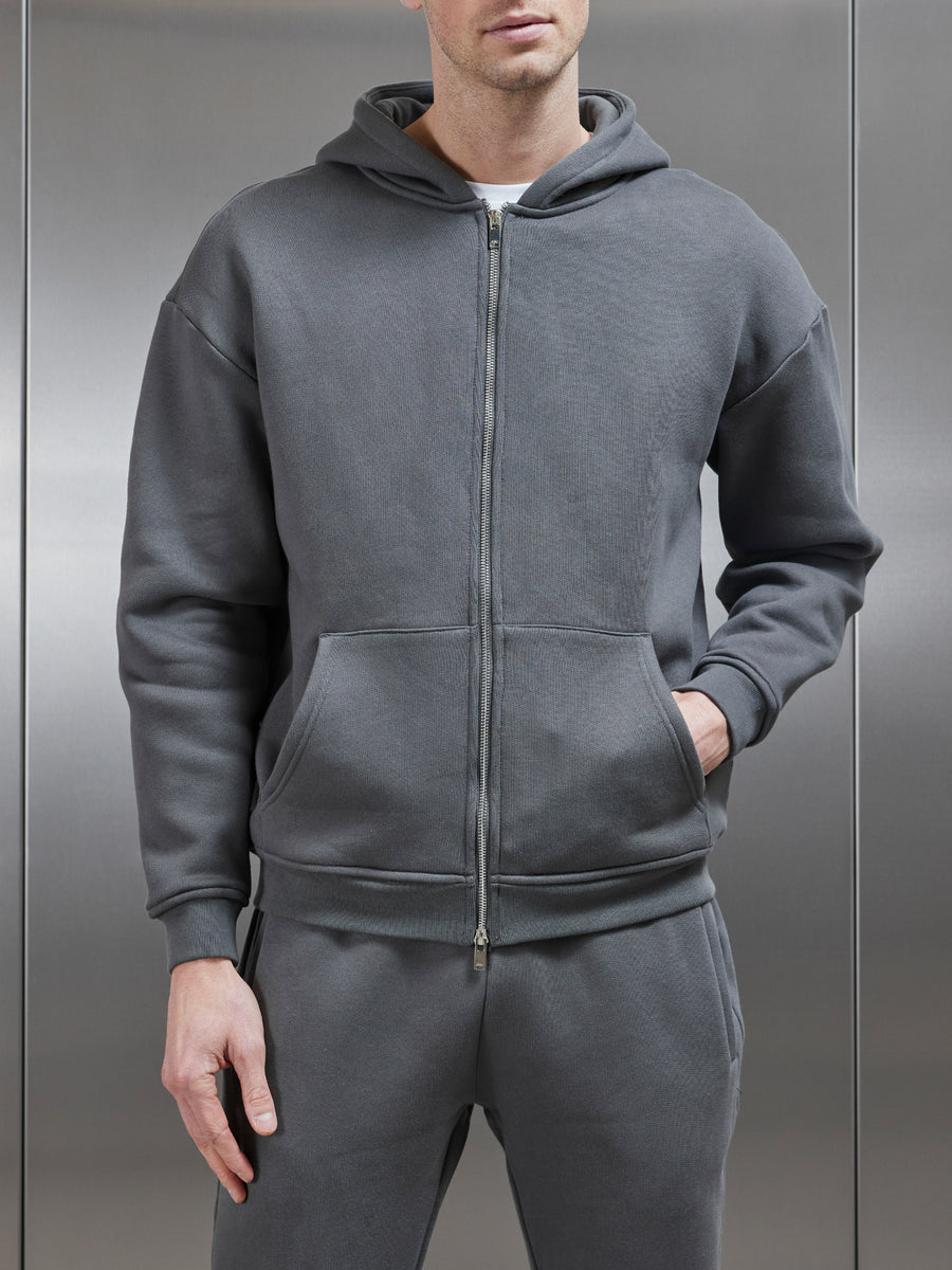 Charcoal zip up on sale hoodie