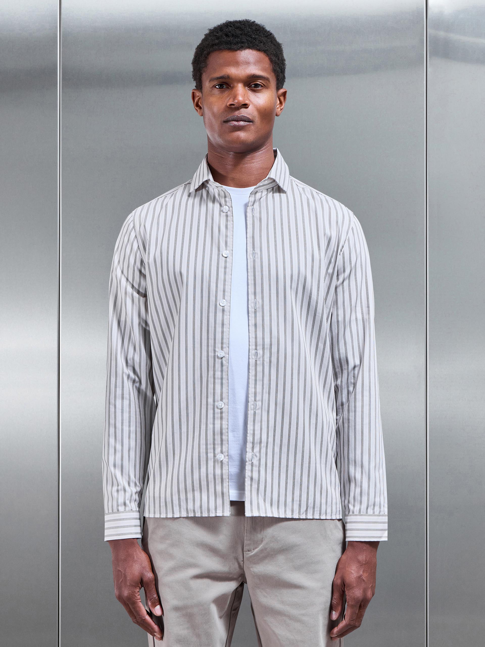 Resort Stripe Shirt in Stone