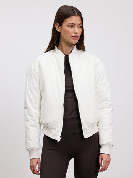 Womens Reversible Bomber Jacket in Brown Ecru