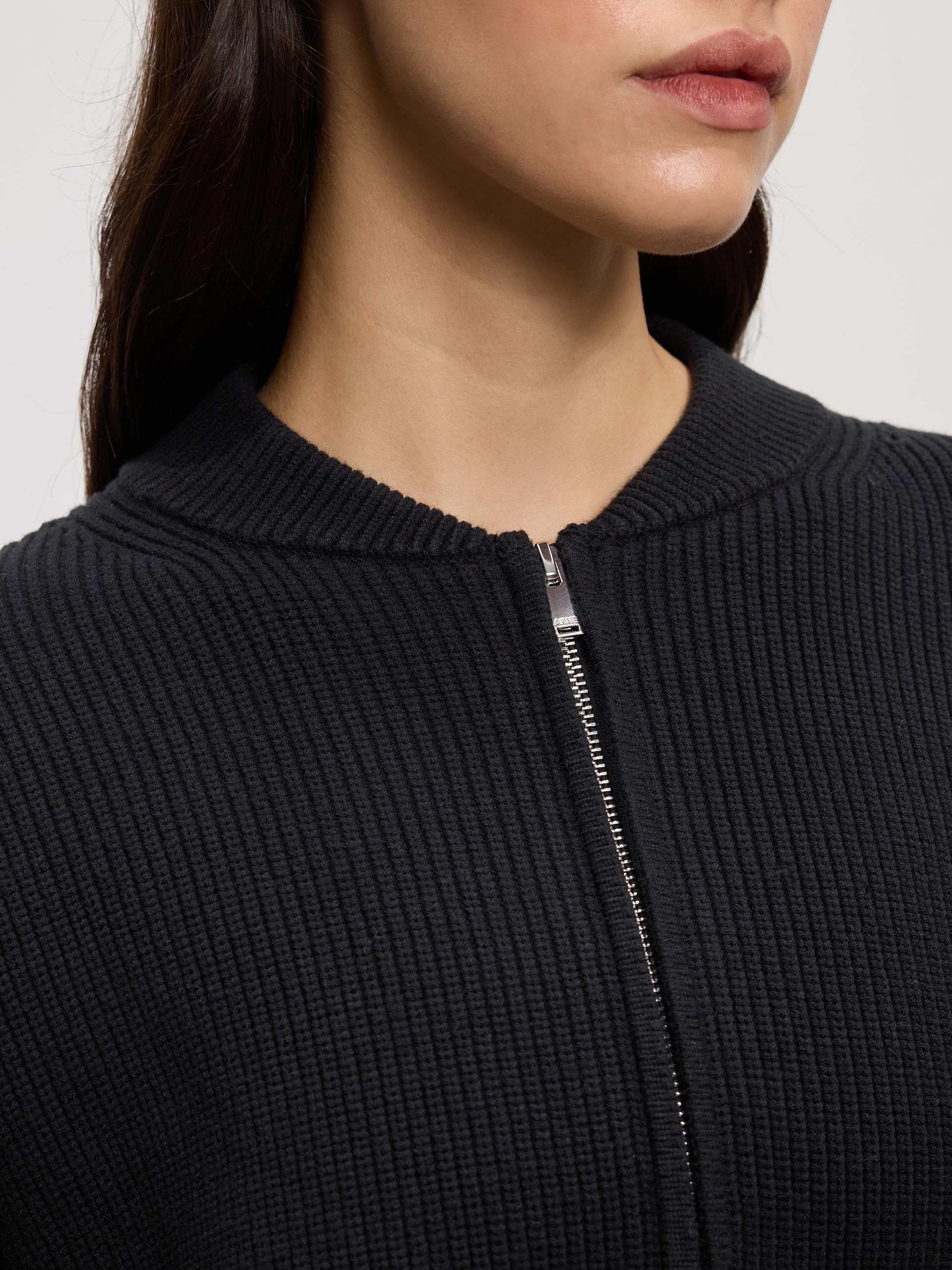 Womens Ribbed Bomber in Black
