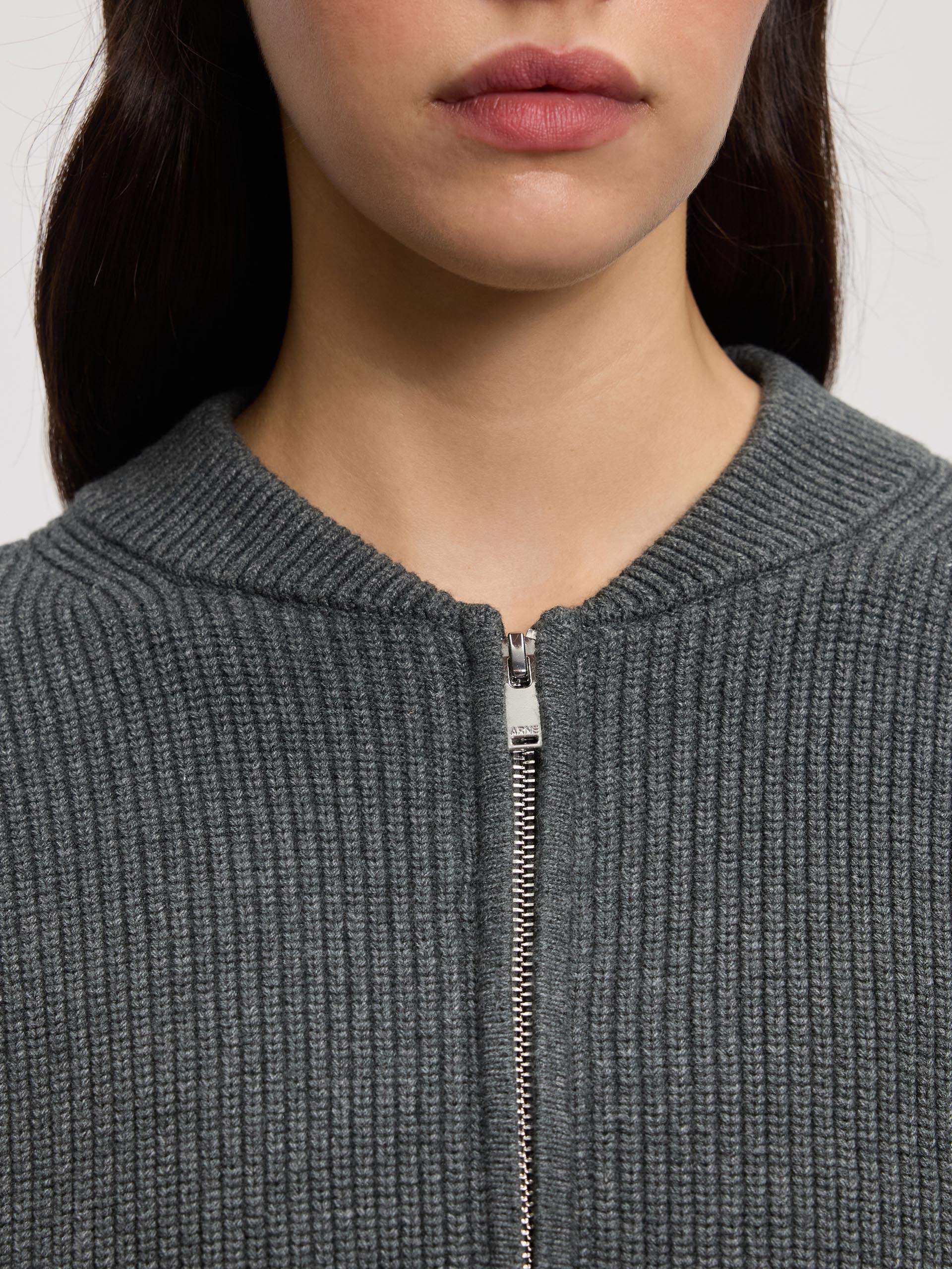 Womens Ribbed Bomber in Charcoal