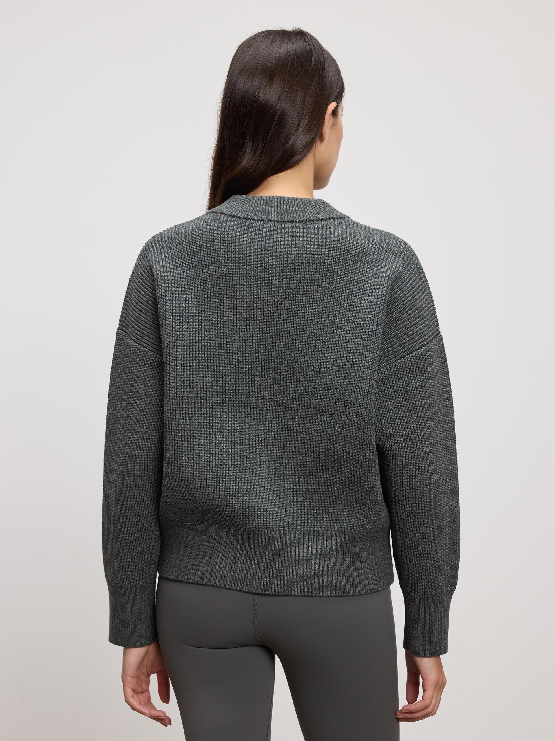 Womens Ribbed Bomber in Charcoal