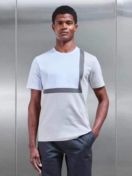 Roma Mercerised Colour Block T-Shirt in Mid Grey
