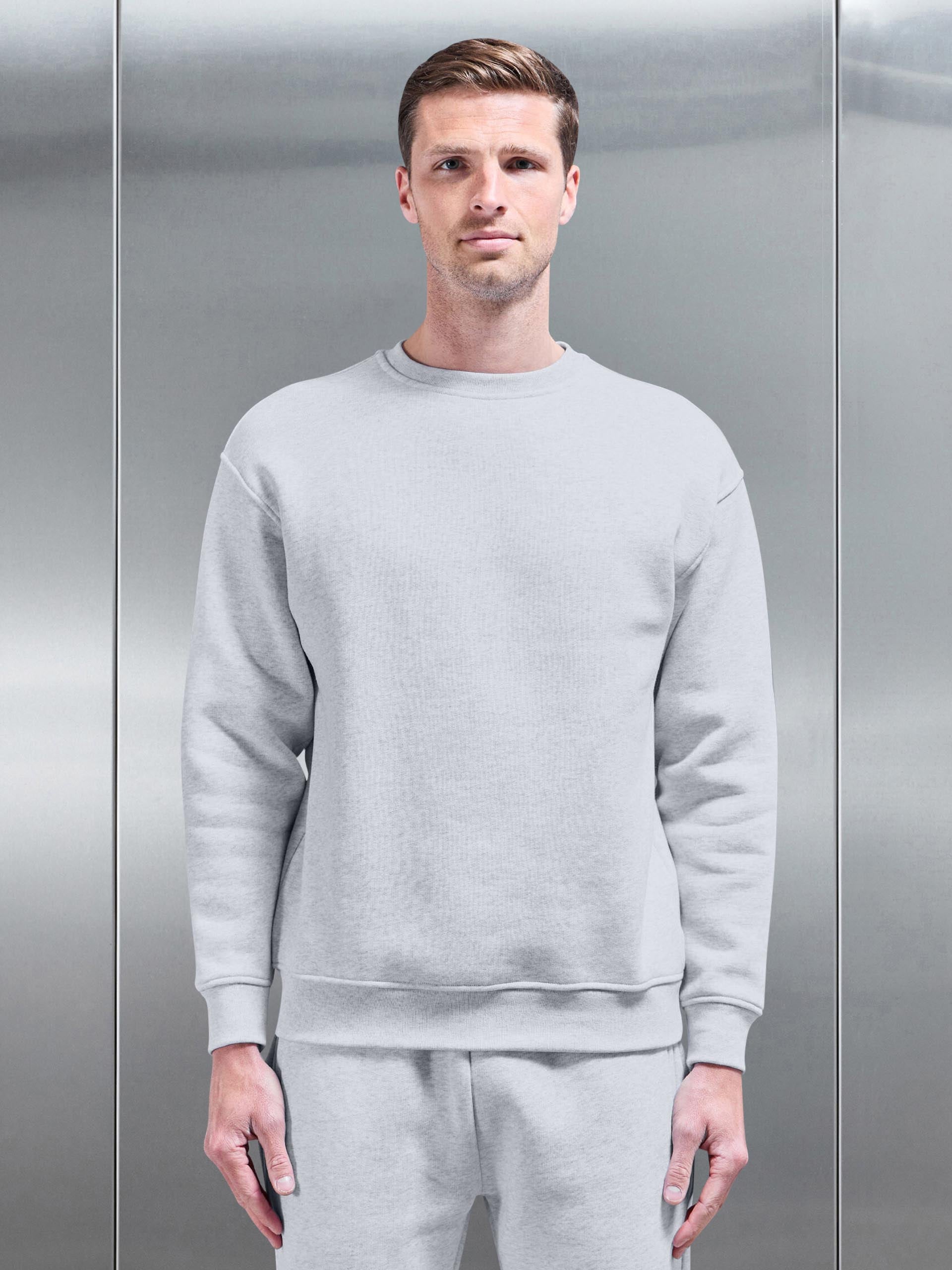 Relaxed Crew Neck Sweatshirt in Marl Grey