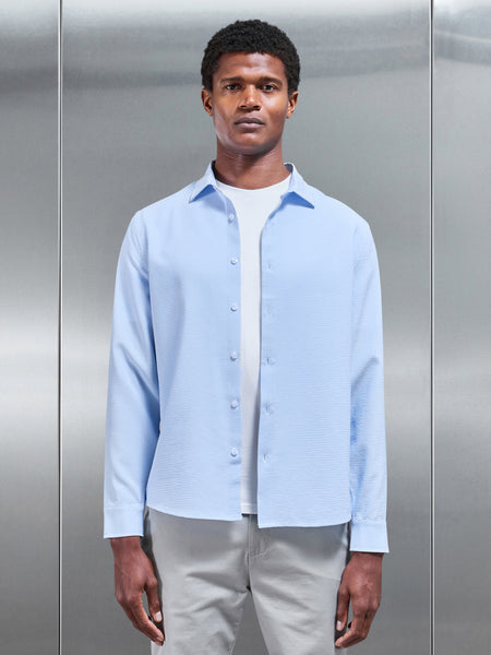 Seersucker Stripe Long Sleeve Shirt in Light Blue