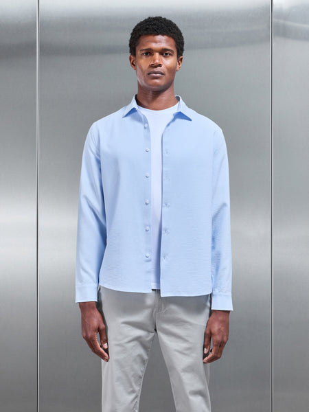 Seersucker Stripe Long Sleeve Shirt in Light Blue
