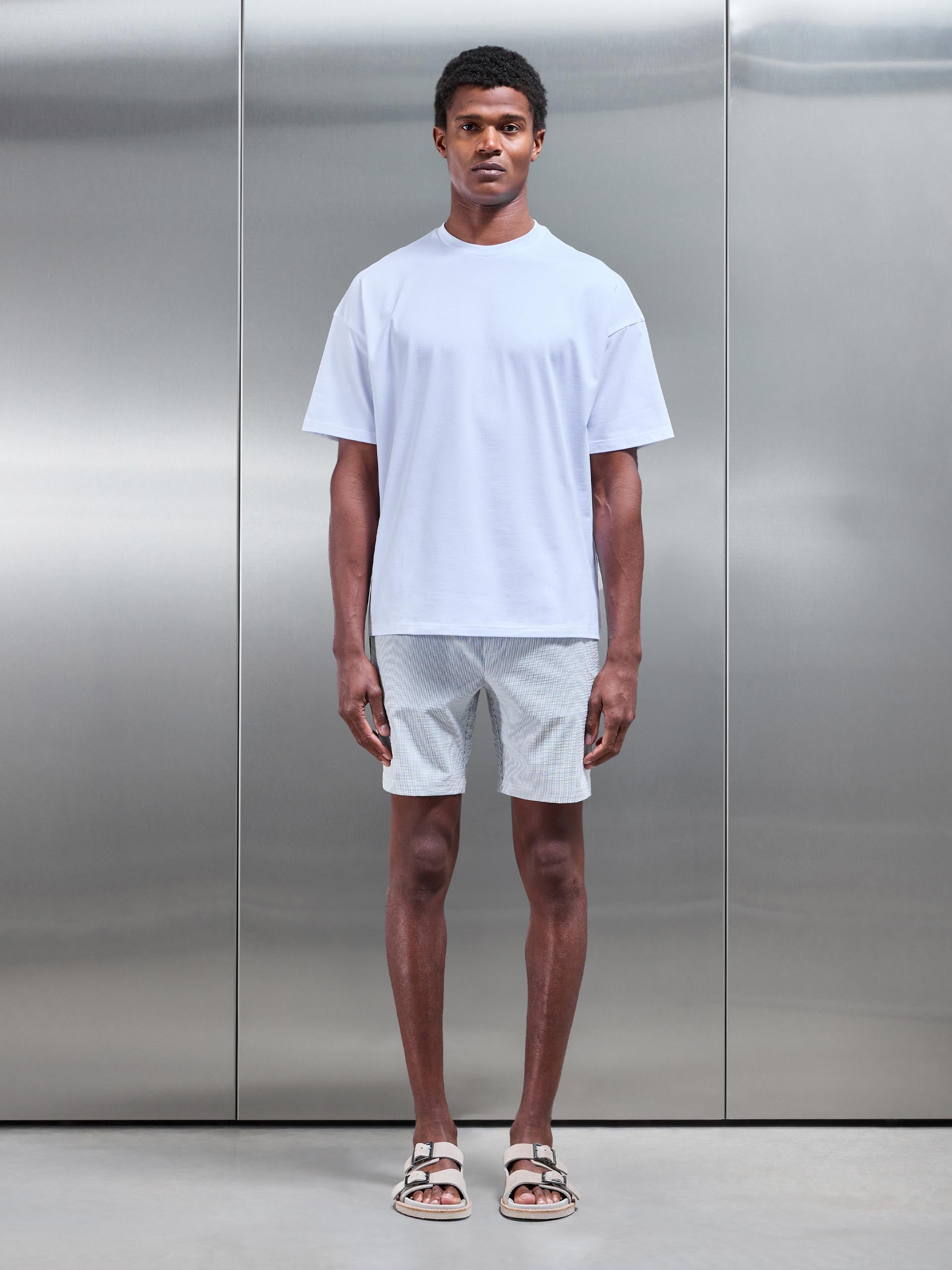 Seersucker Stripe Short in Blue