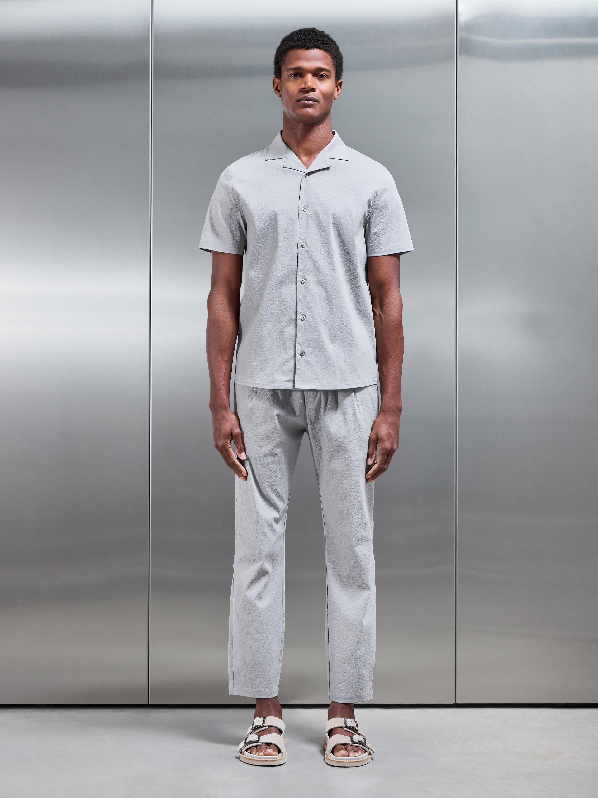 Seersucker Trouser in Stone