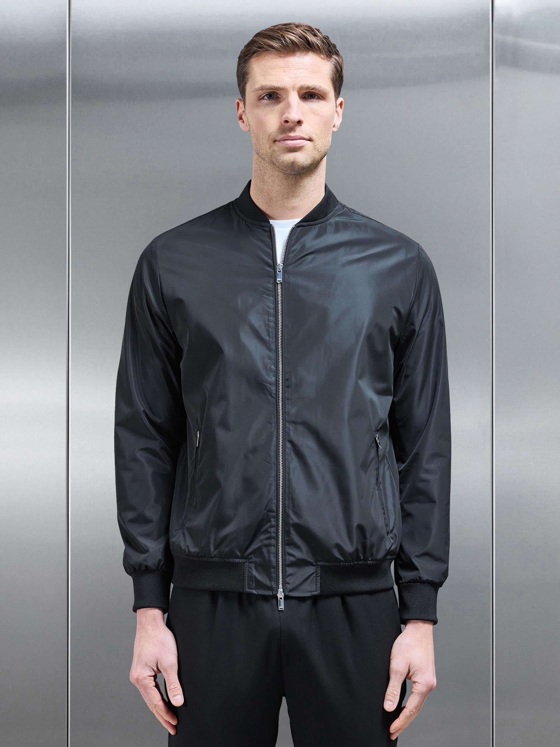 Shell Bomber Jacket in Black