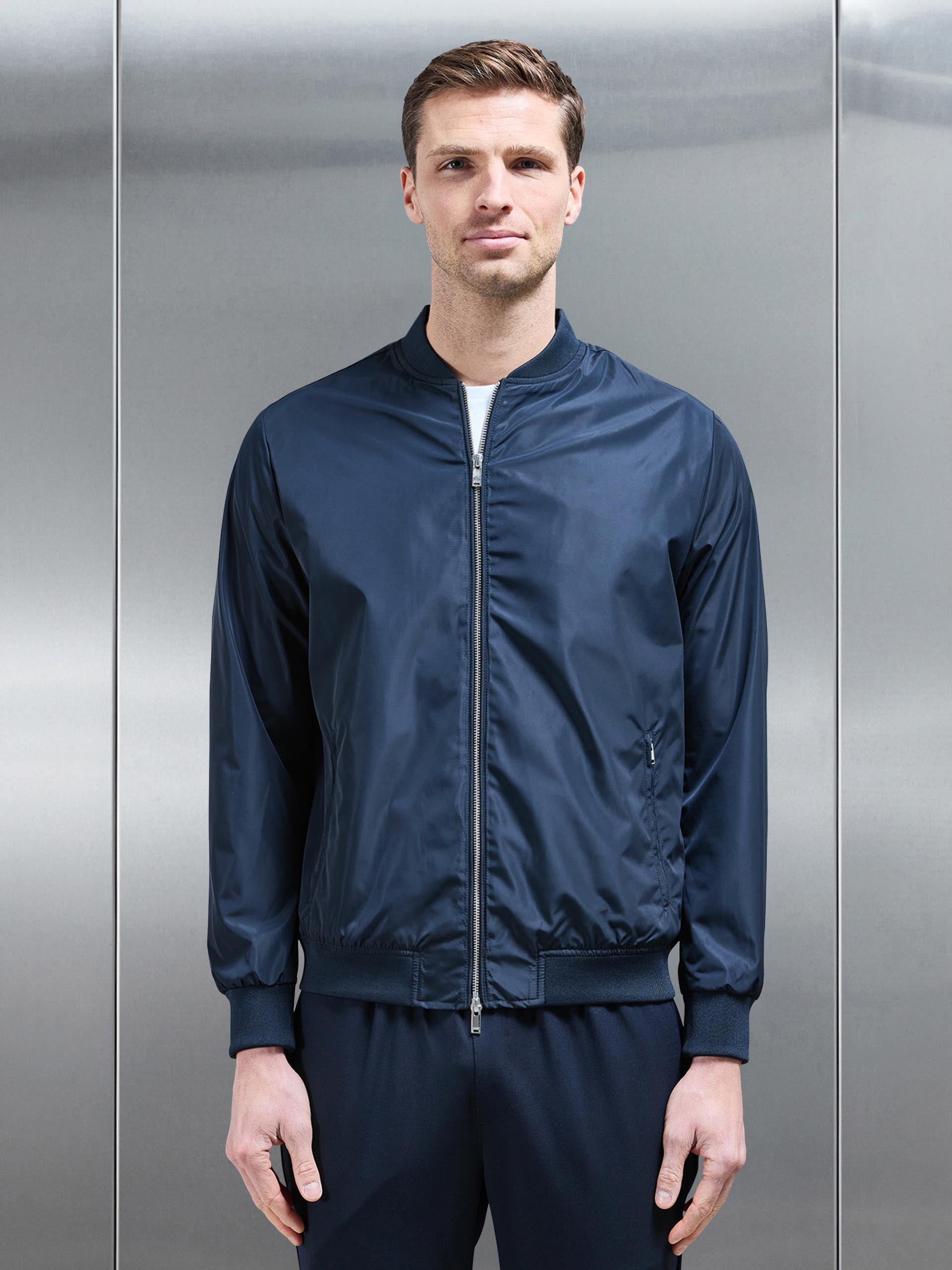 Shell Bomber Jacket in Navy