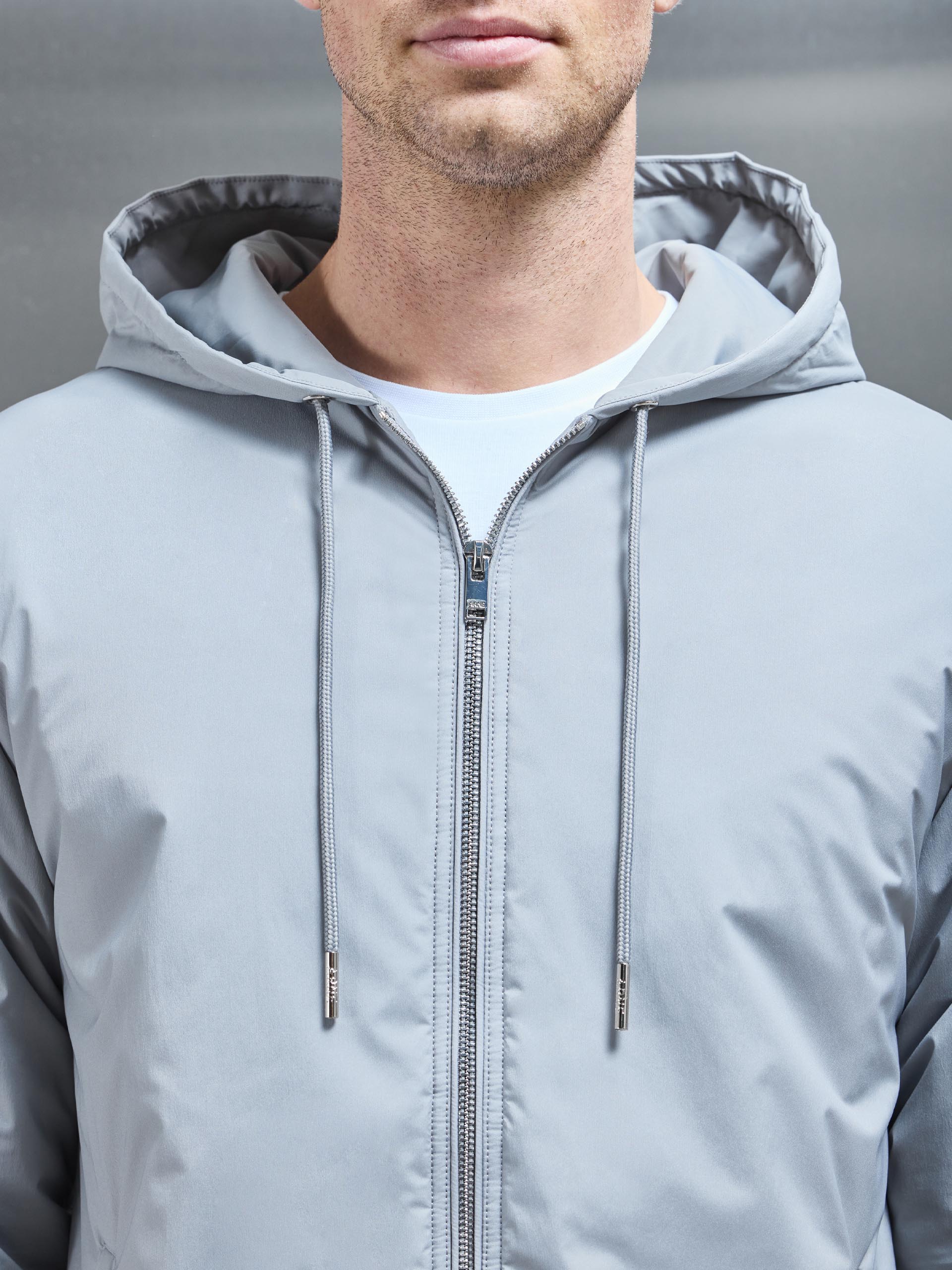 Shell Padded Nylon Windbreaker in Mid Grey