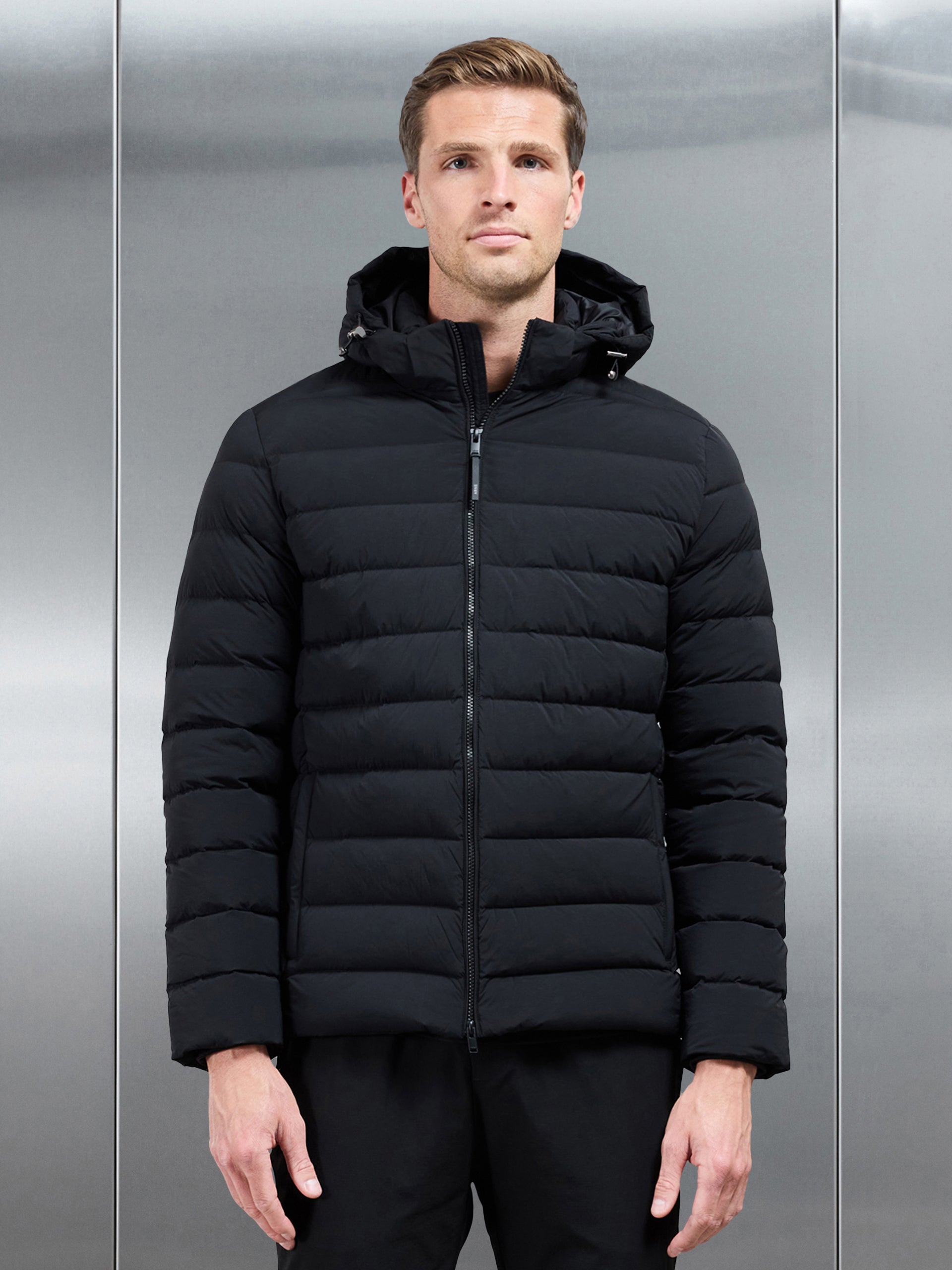 Short Technical Down Jacket in Black