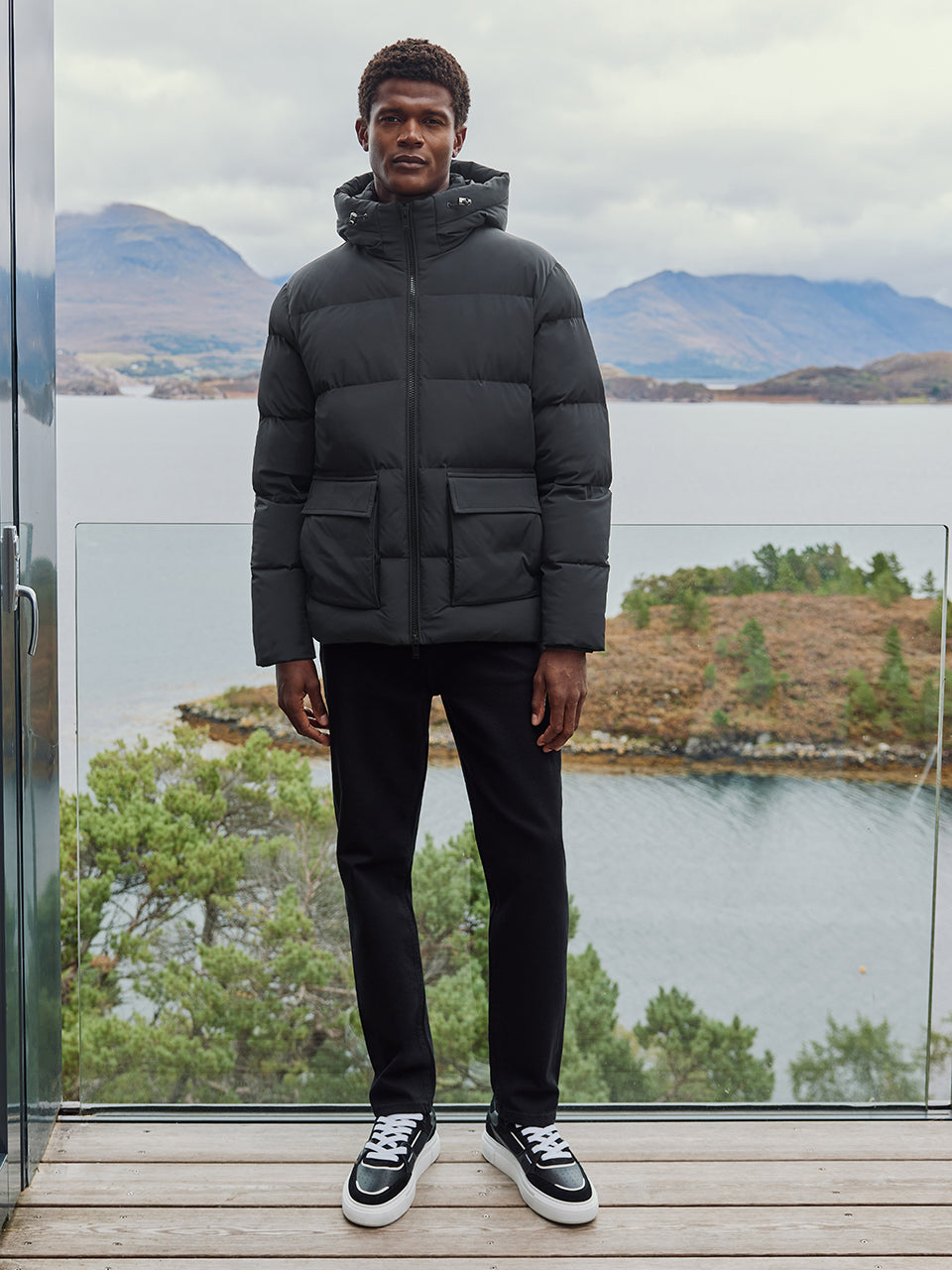 Short Down Parka in Black