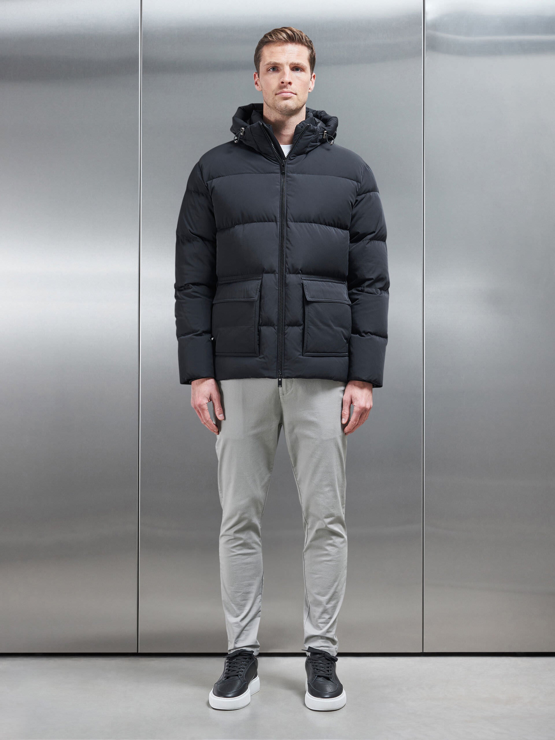 Short Down Parka in Black