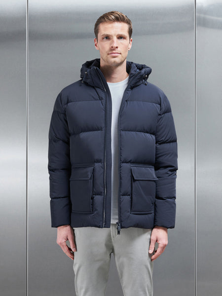 Short Down Parka in Navy