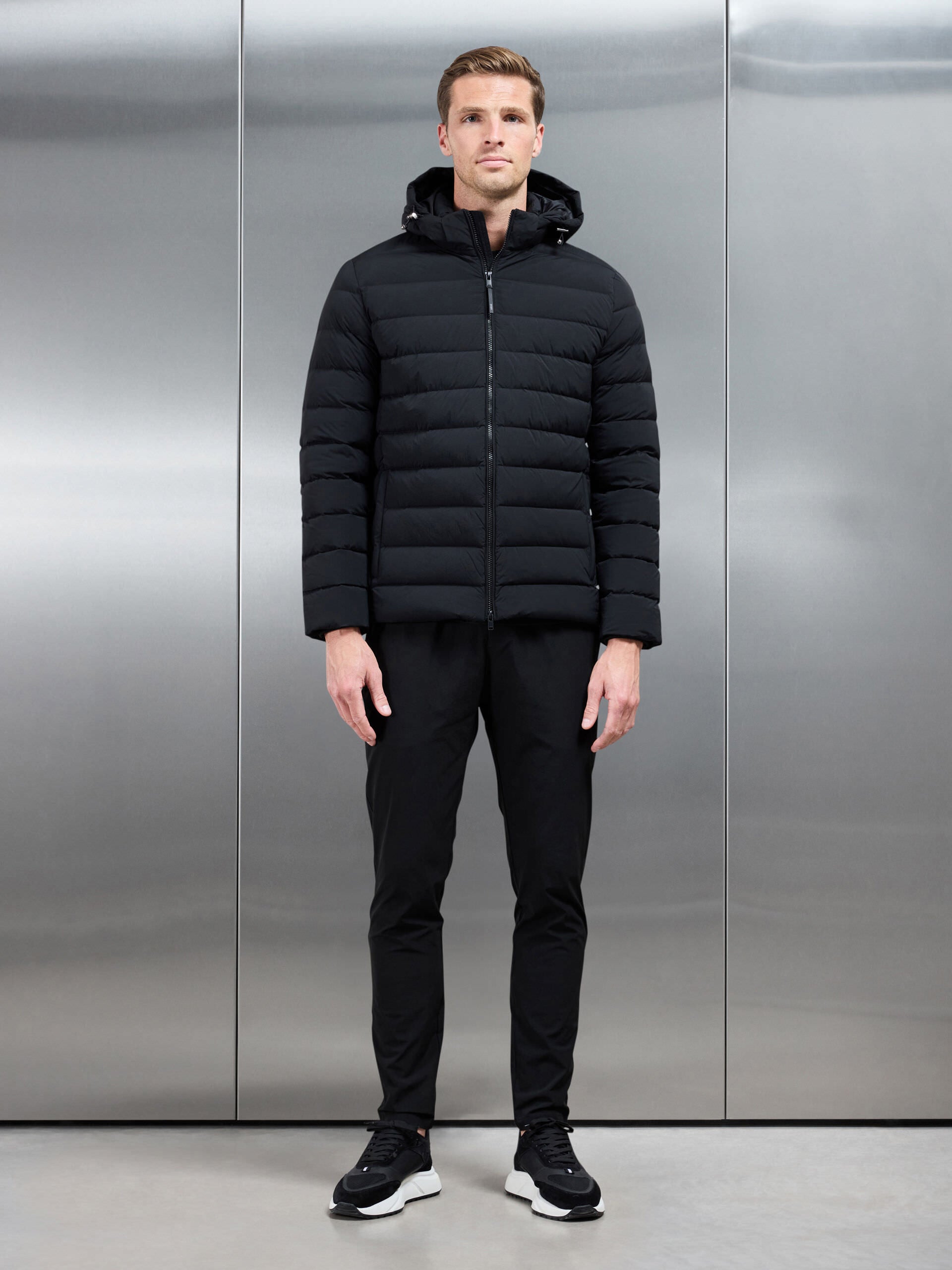 Short Technical Down Jacket in Black