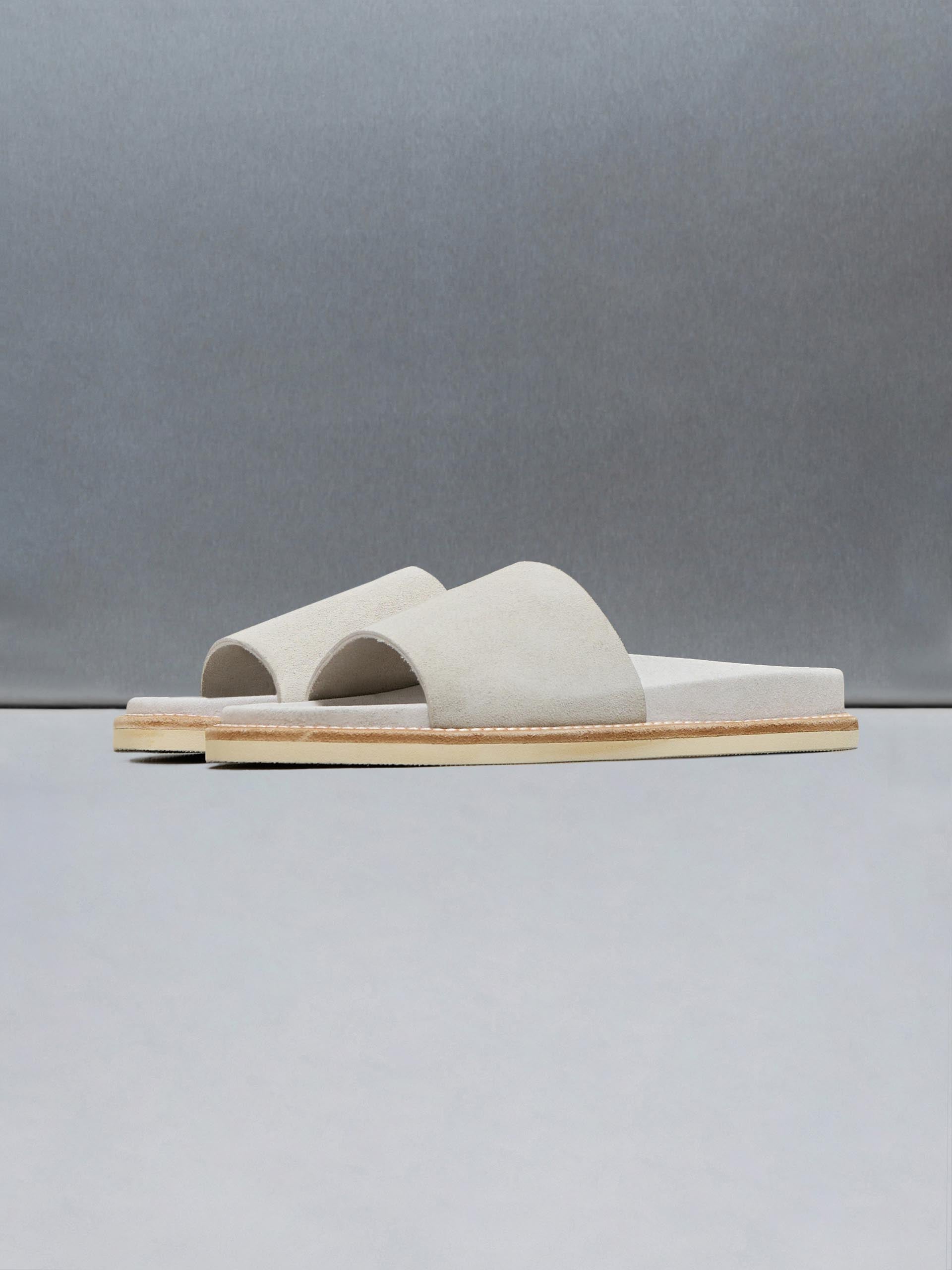 Suede Slides in Stone