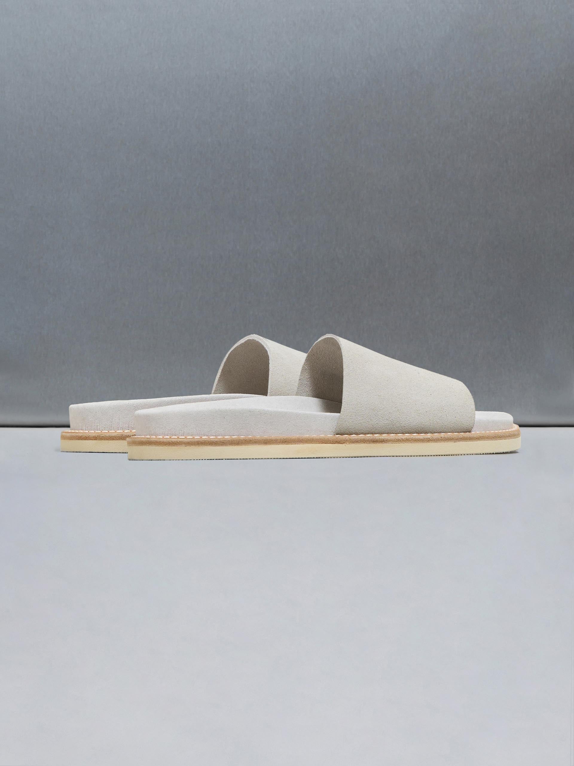 Suede Slides in Stone
