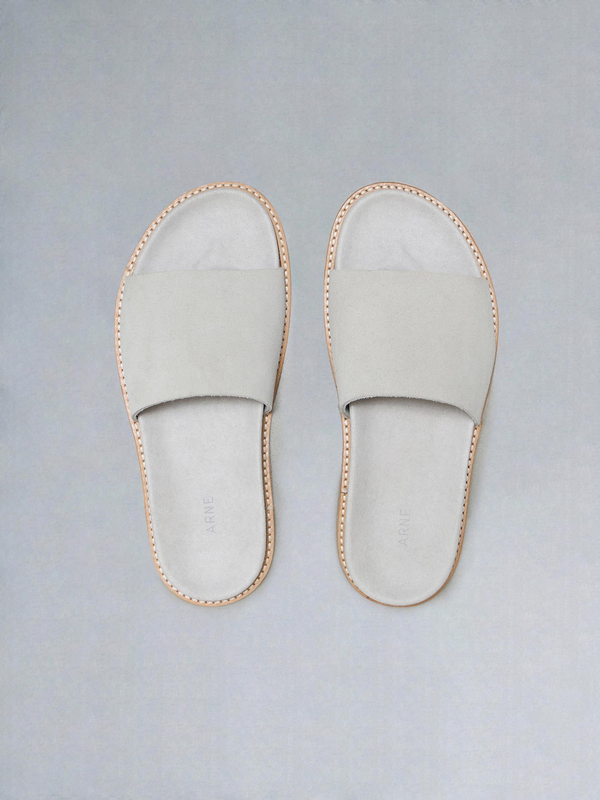 Suede Slides in Stone