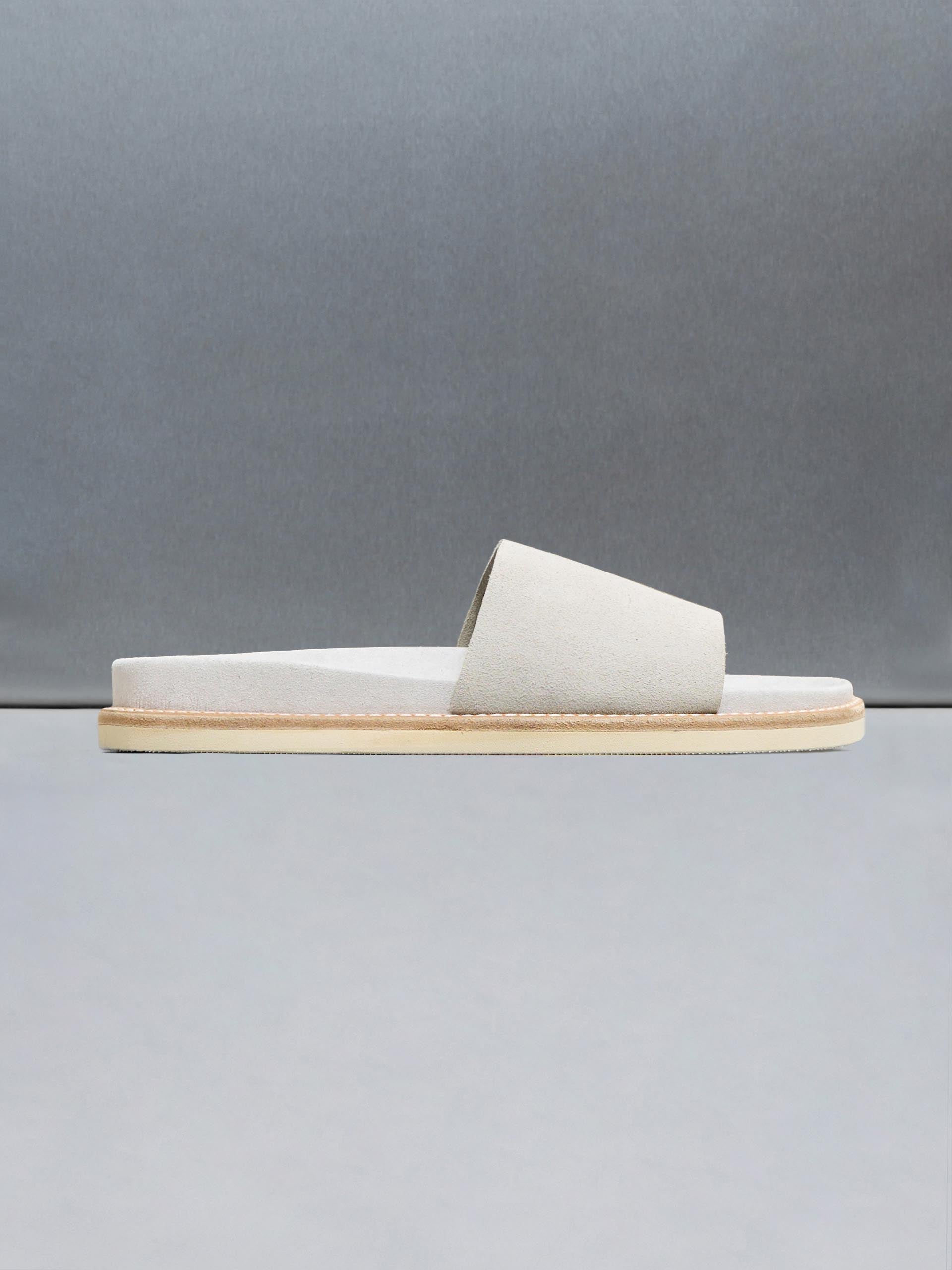 Suede Slides in Stone