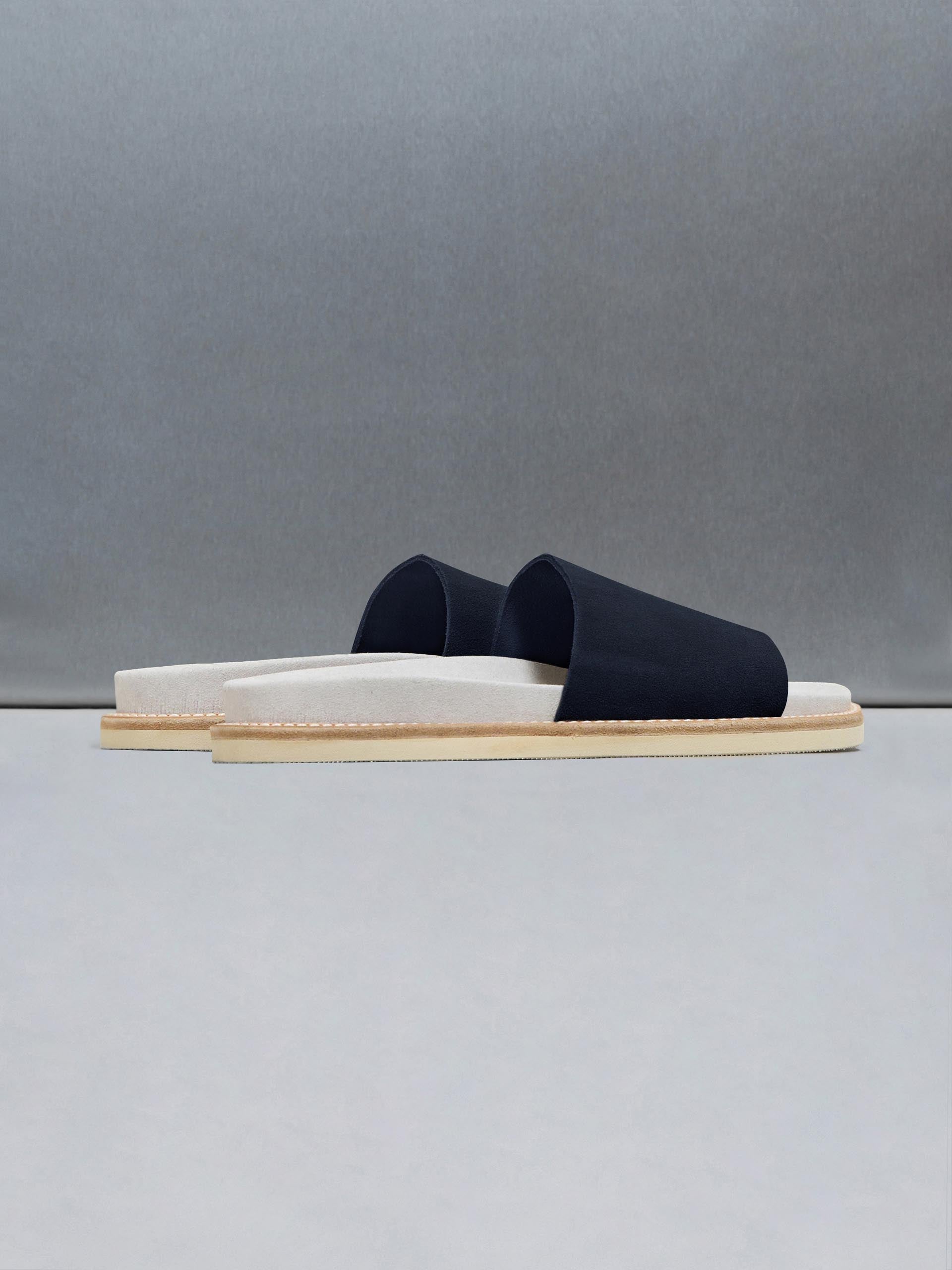 Suede Slides in Navy