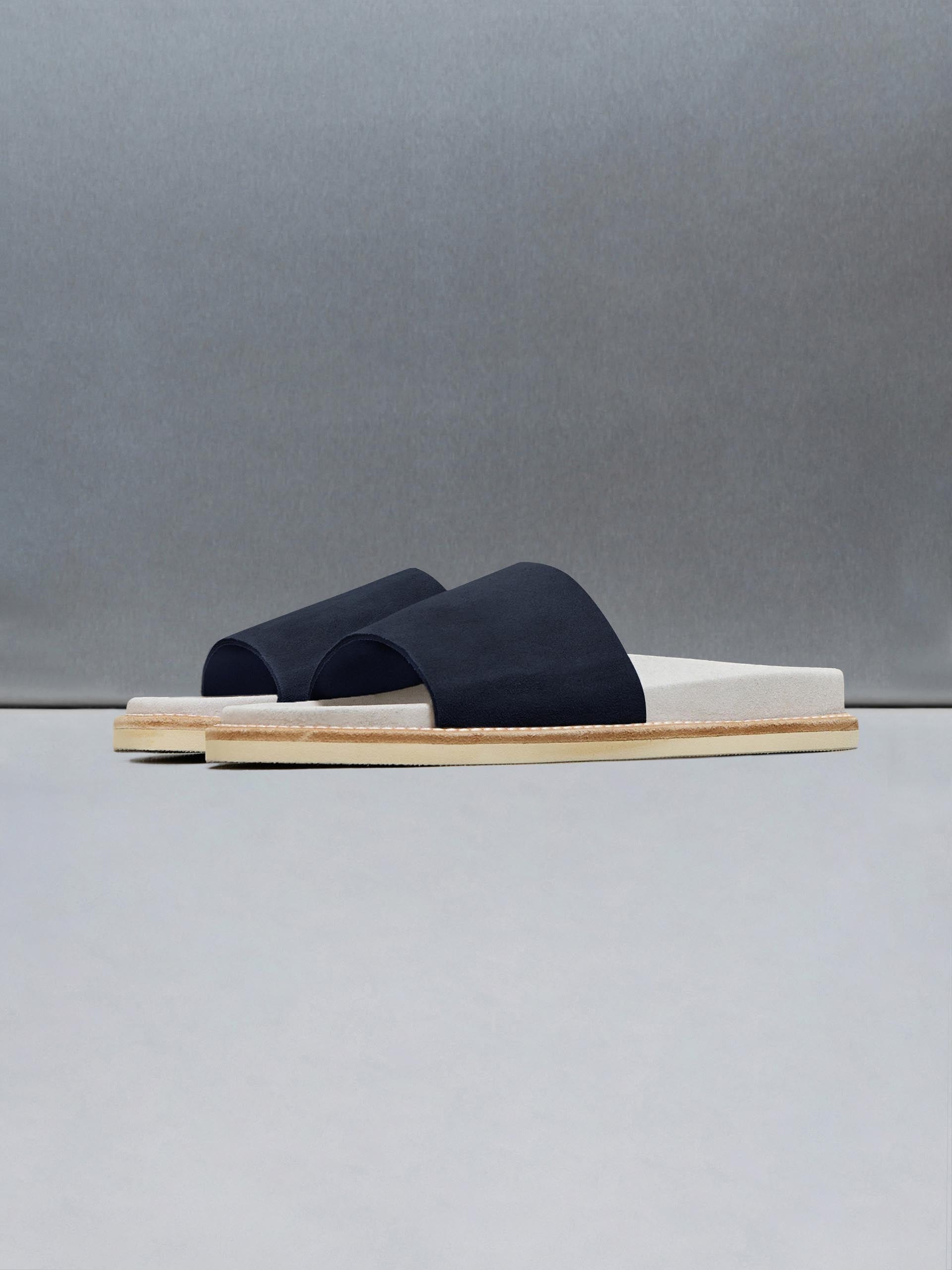 Suede Slides in Navy