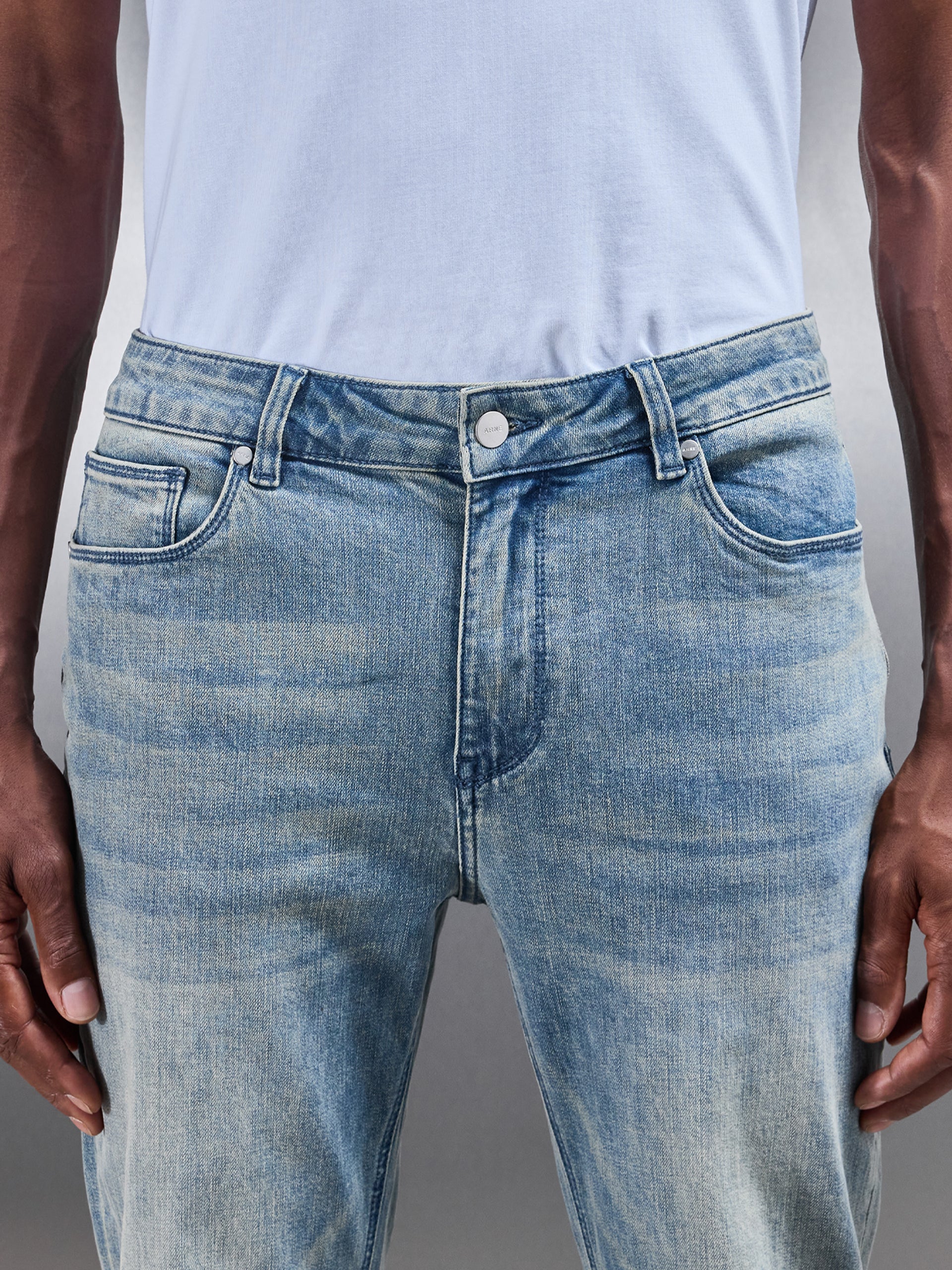 Slim Fit Denim Jeans in Dark Sand