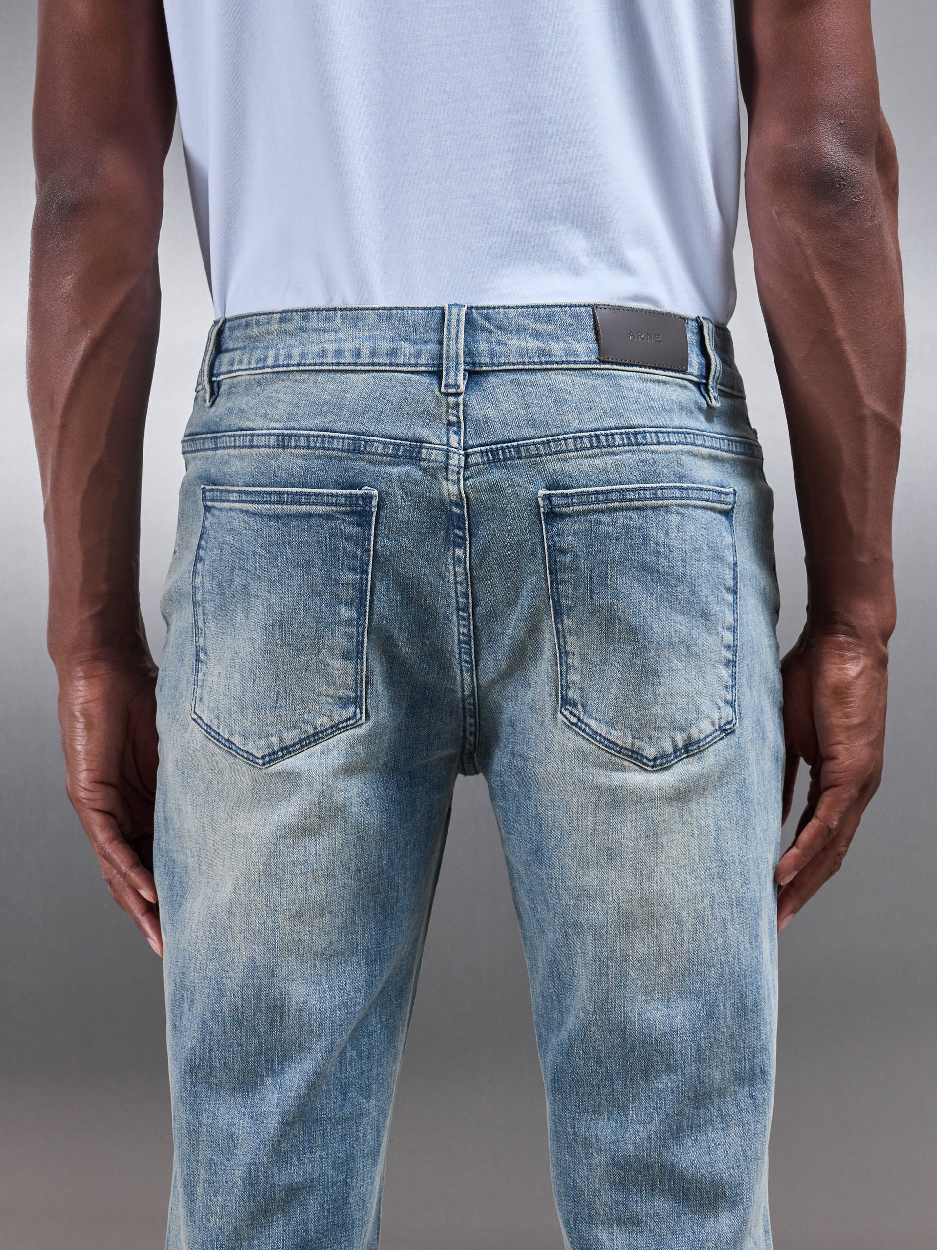 Slim Fit Denim Jeans in Dark Sand