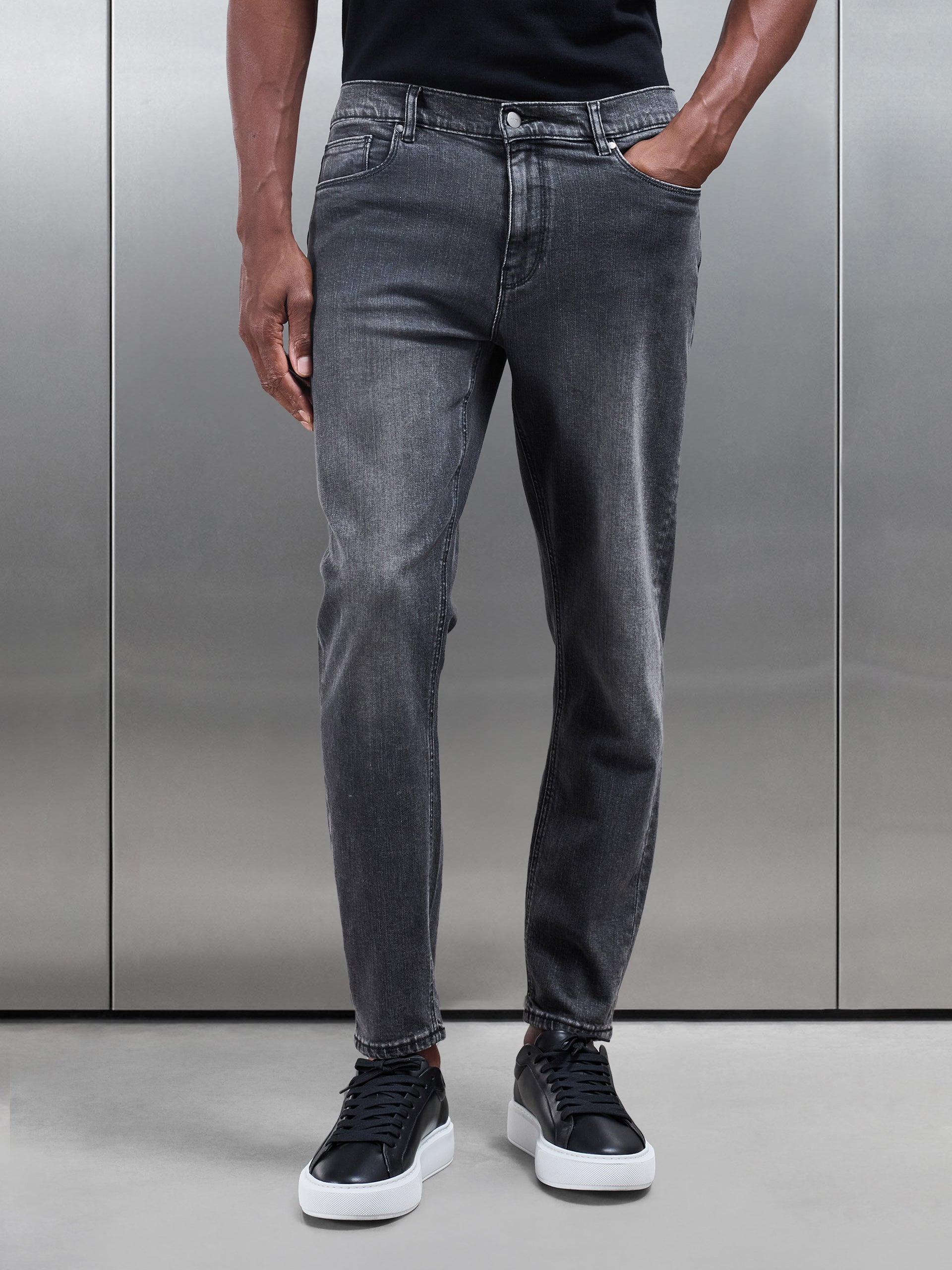 Slim Denim Jeans in Grey Wash
