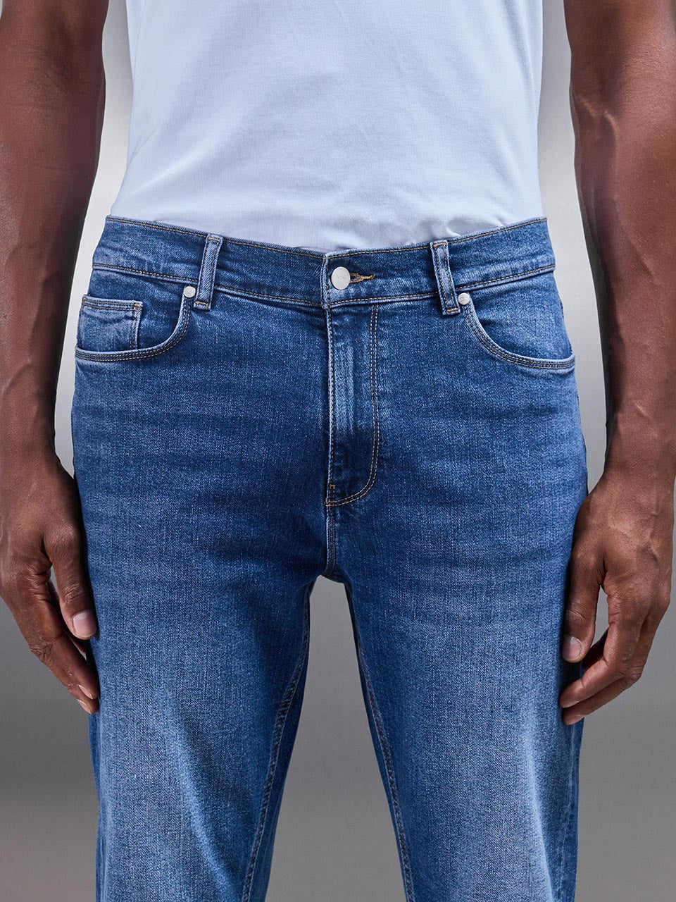 Slim Fit Denim Jeans in Mid Blue