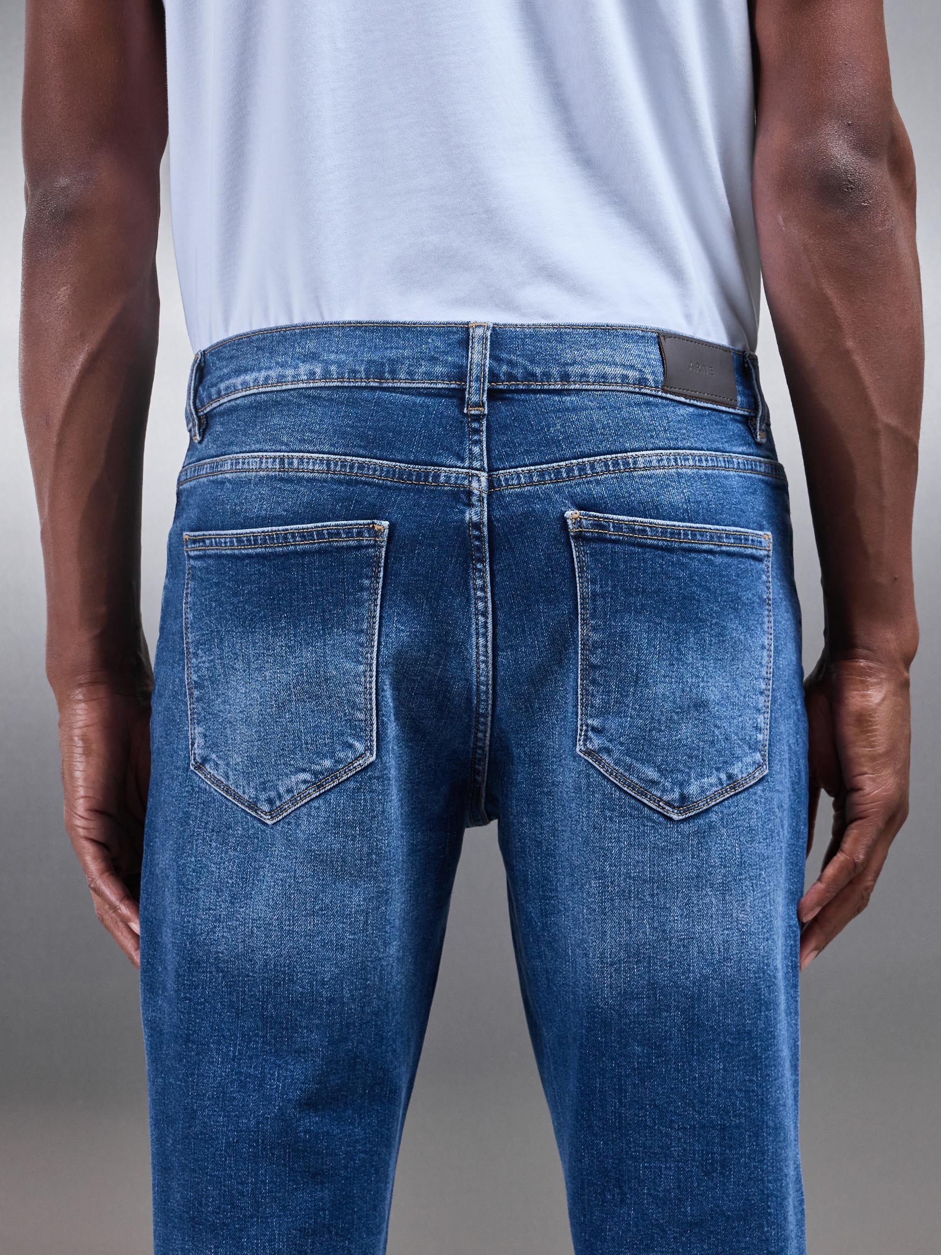 Slim Fit Denim Jeans in Mid Blue