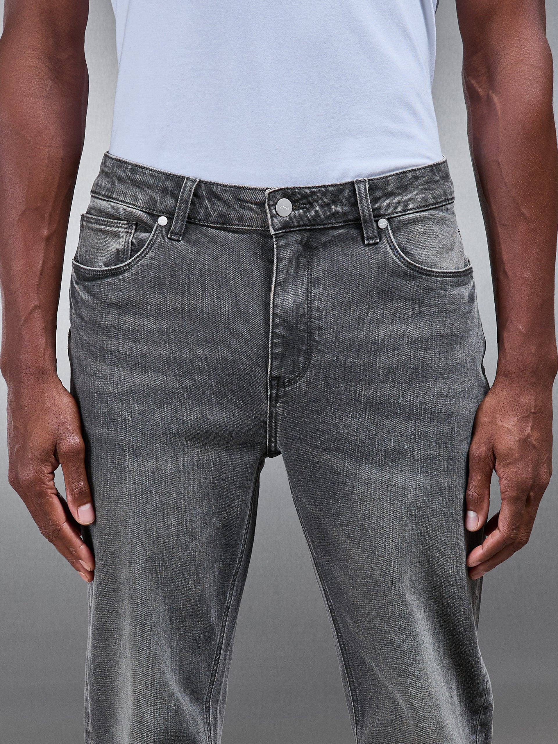 Slim Fit Denim Jeans in Slate Grey
