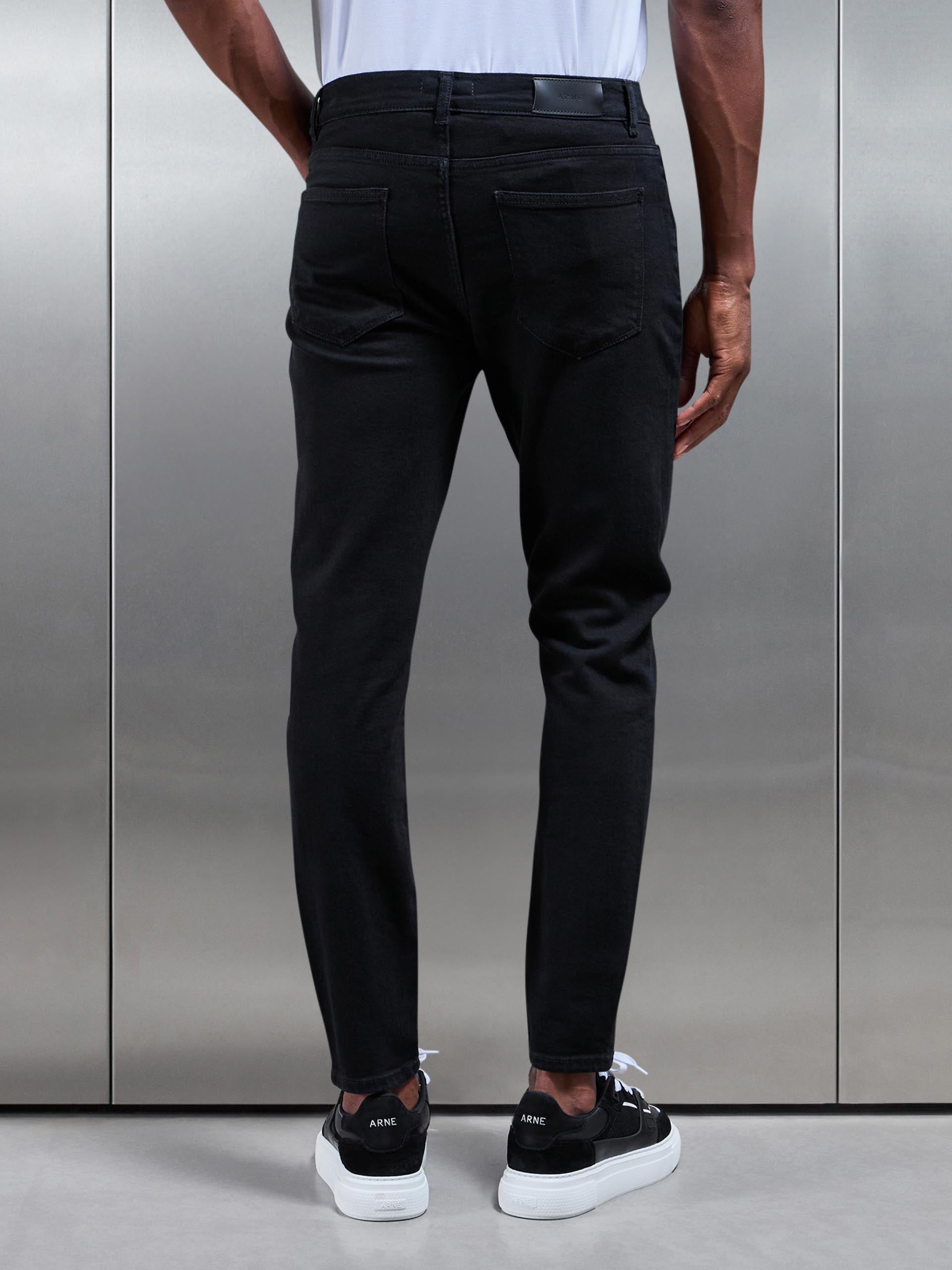 Slim Denim Jeans in Solid Black