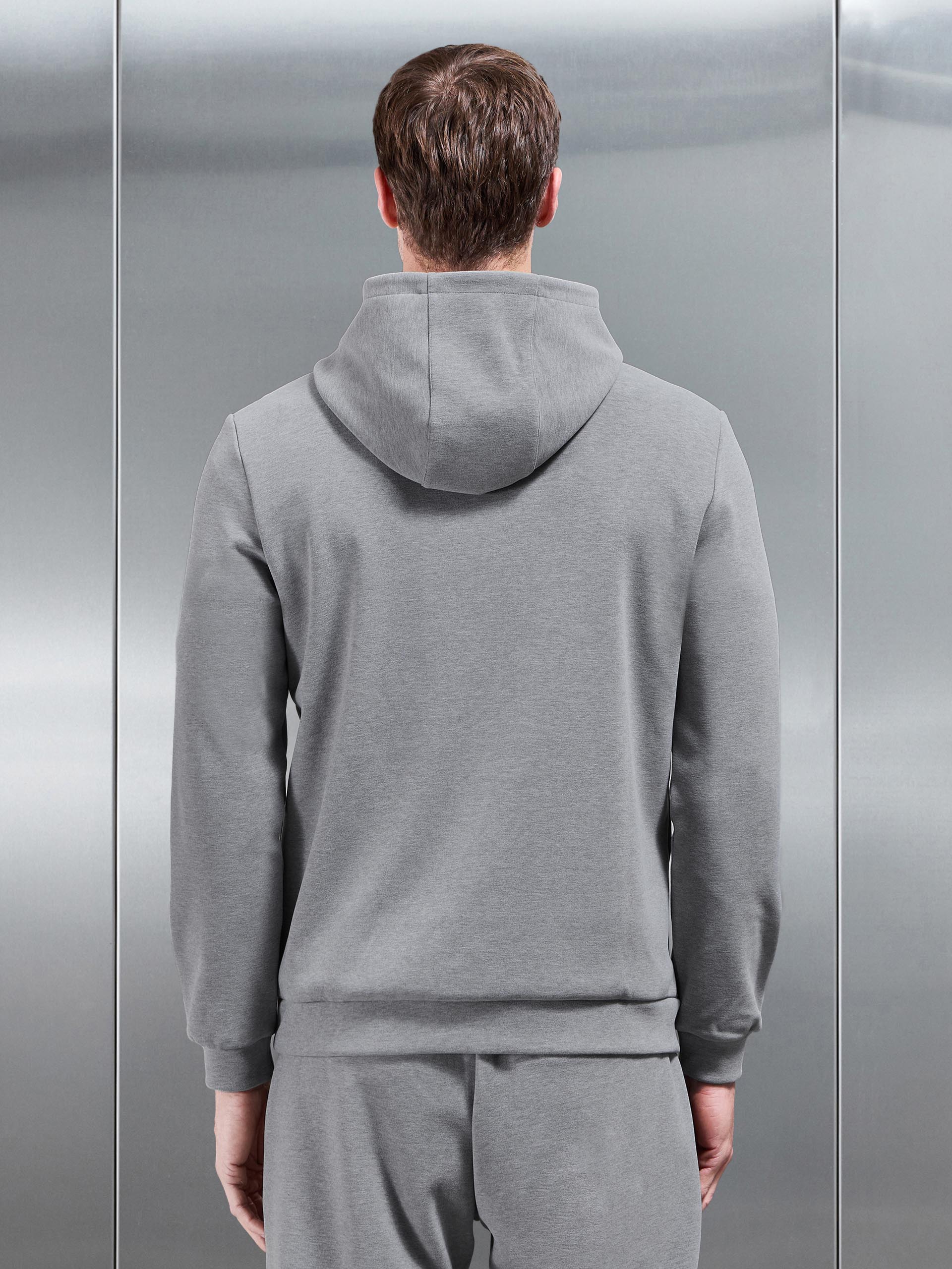 Slim Fit Knitted Hoodie in Marl Grey