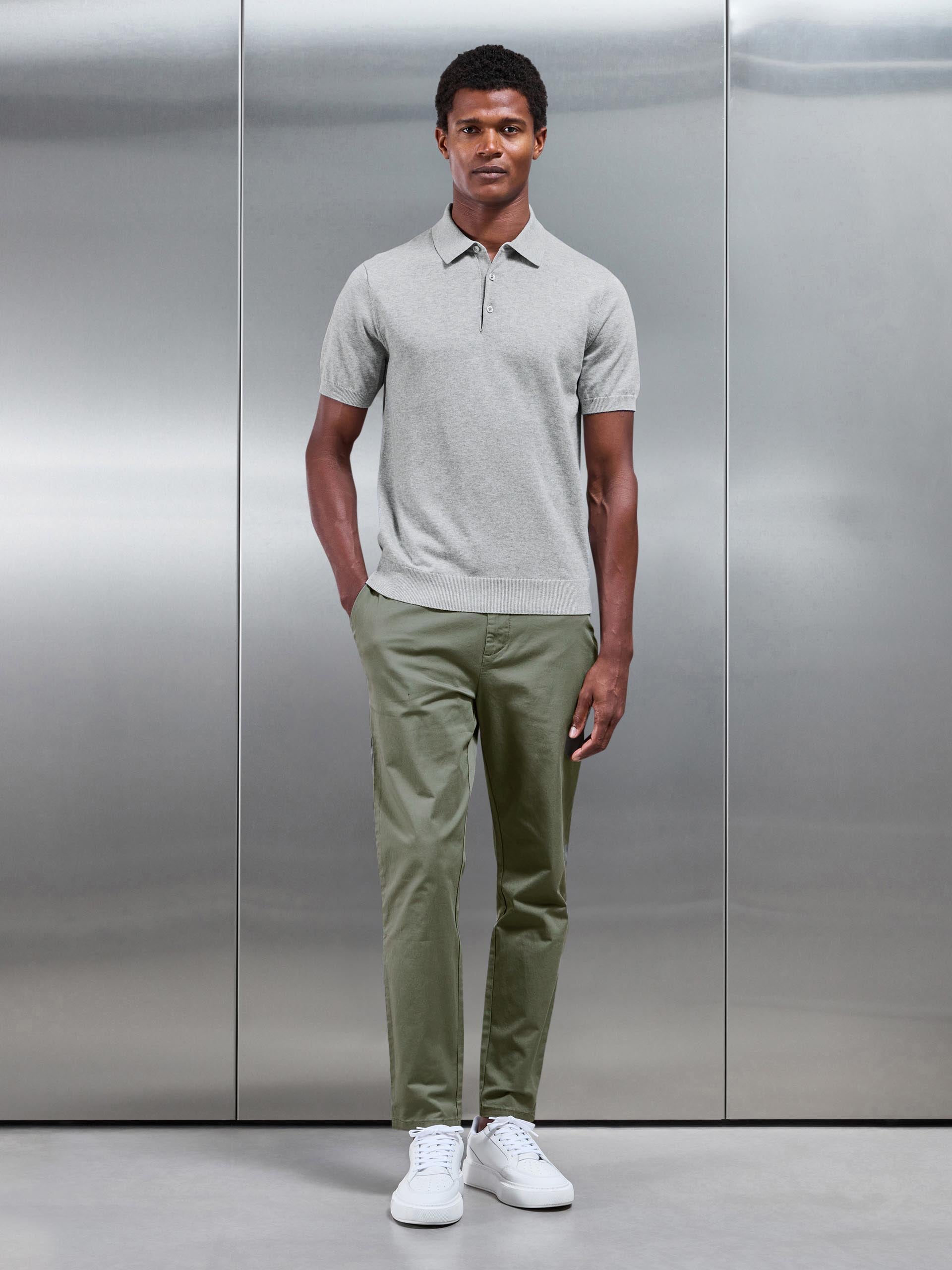 Slim Fit Tailored Chino Trouser in Olive