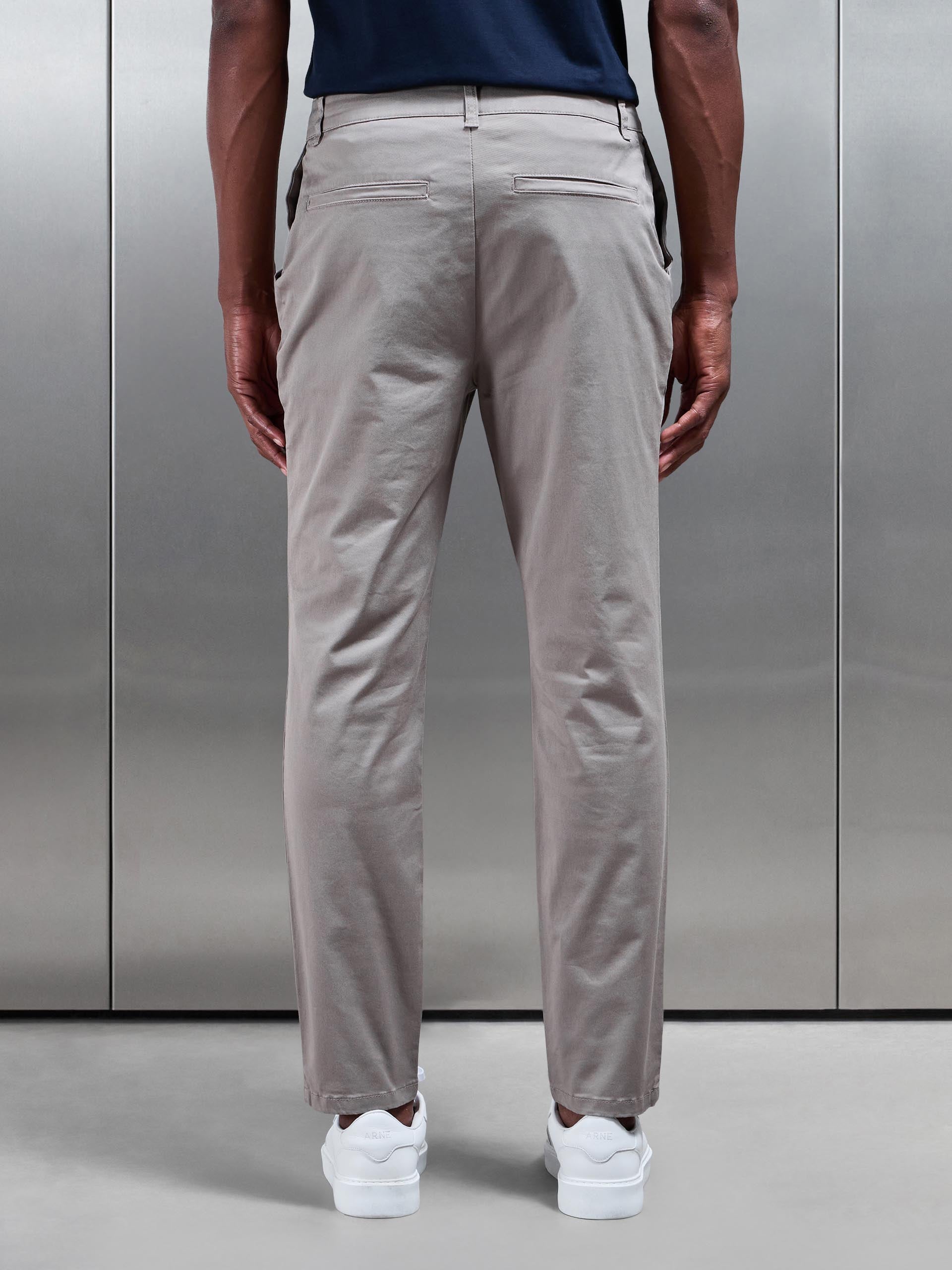 Slim Fit Tailored Chino Trouser in Taupe