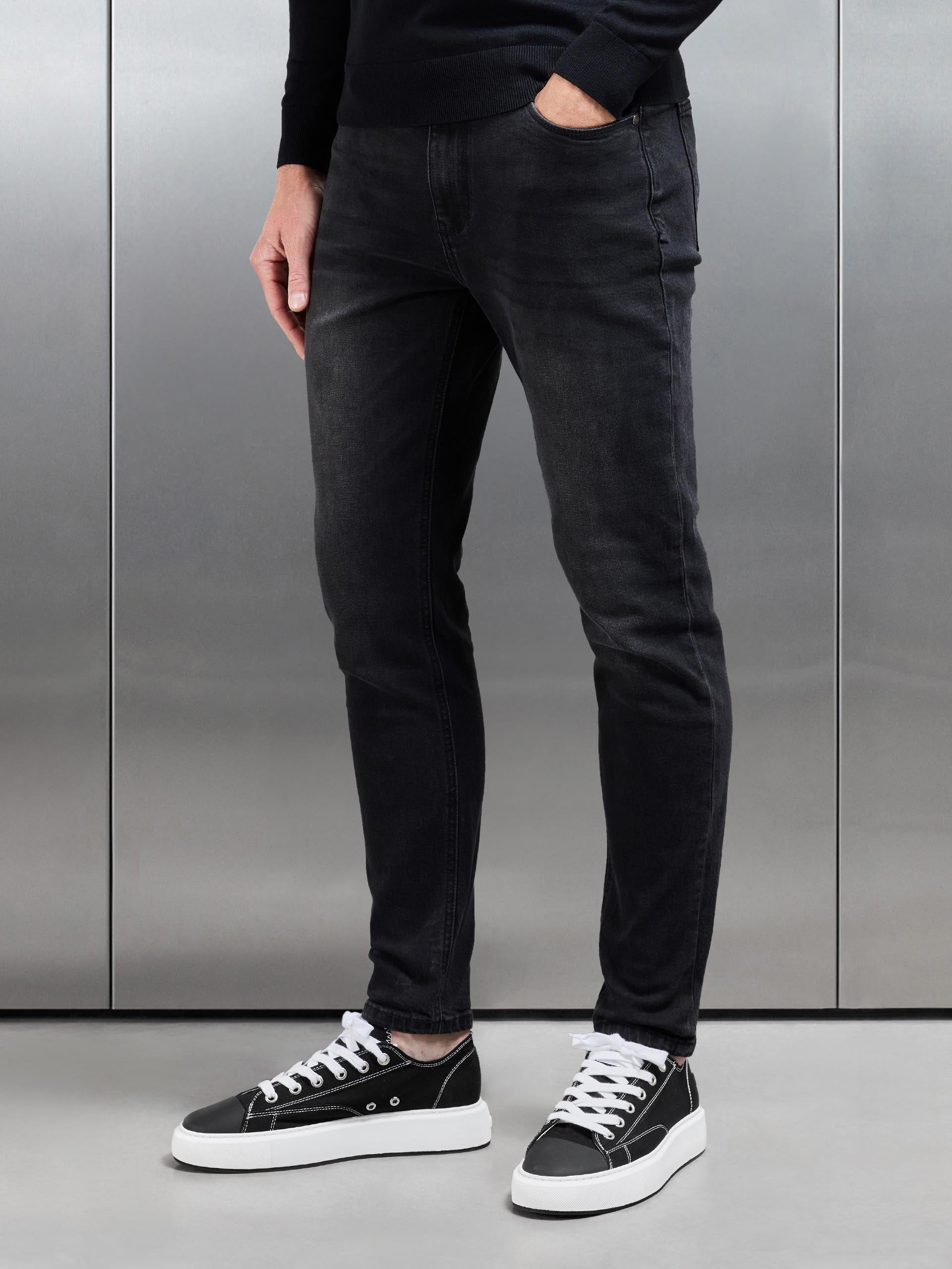 Slim Fit Denim Jeans in Black Wash
