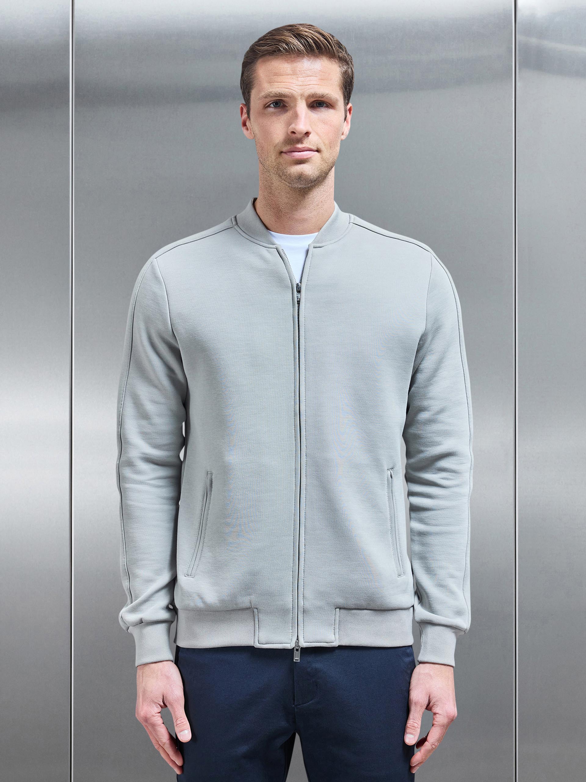 Smart Jersey Bomber Jacket in Stone