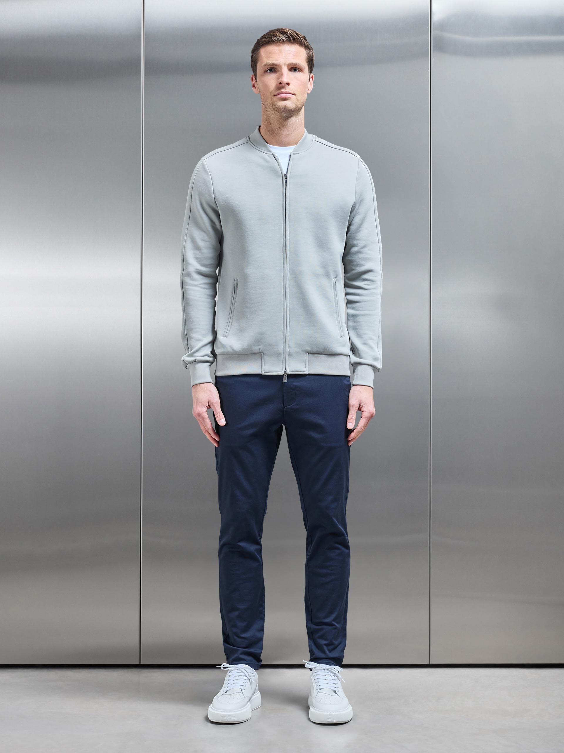 Smart Jersey Bomber Jacket in Stone