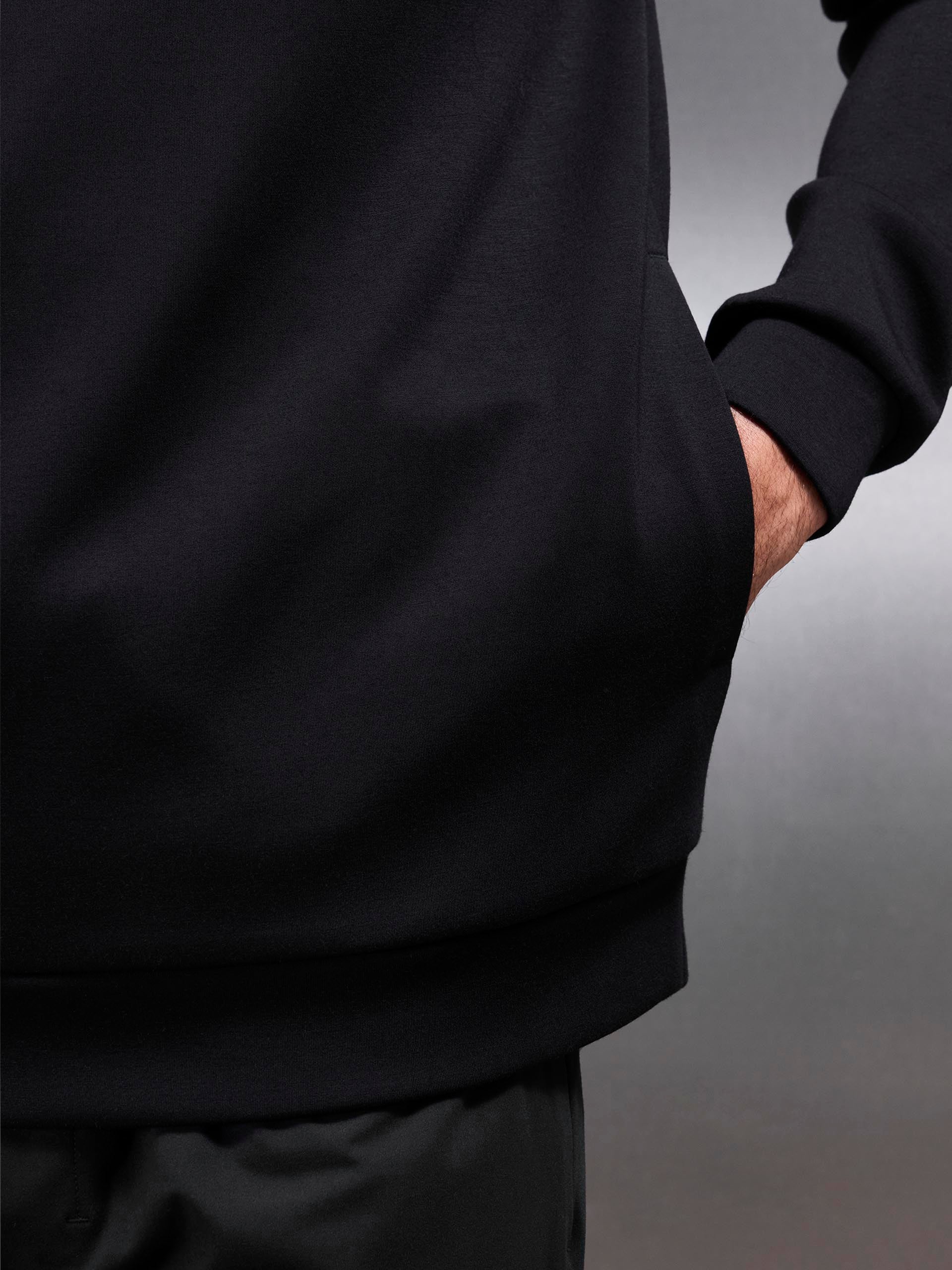 Soft Interlock Active Hoodie in Black