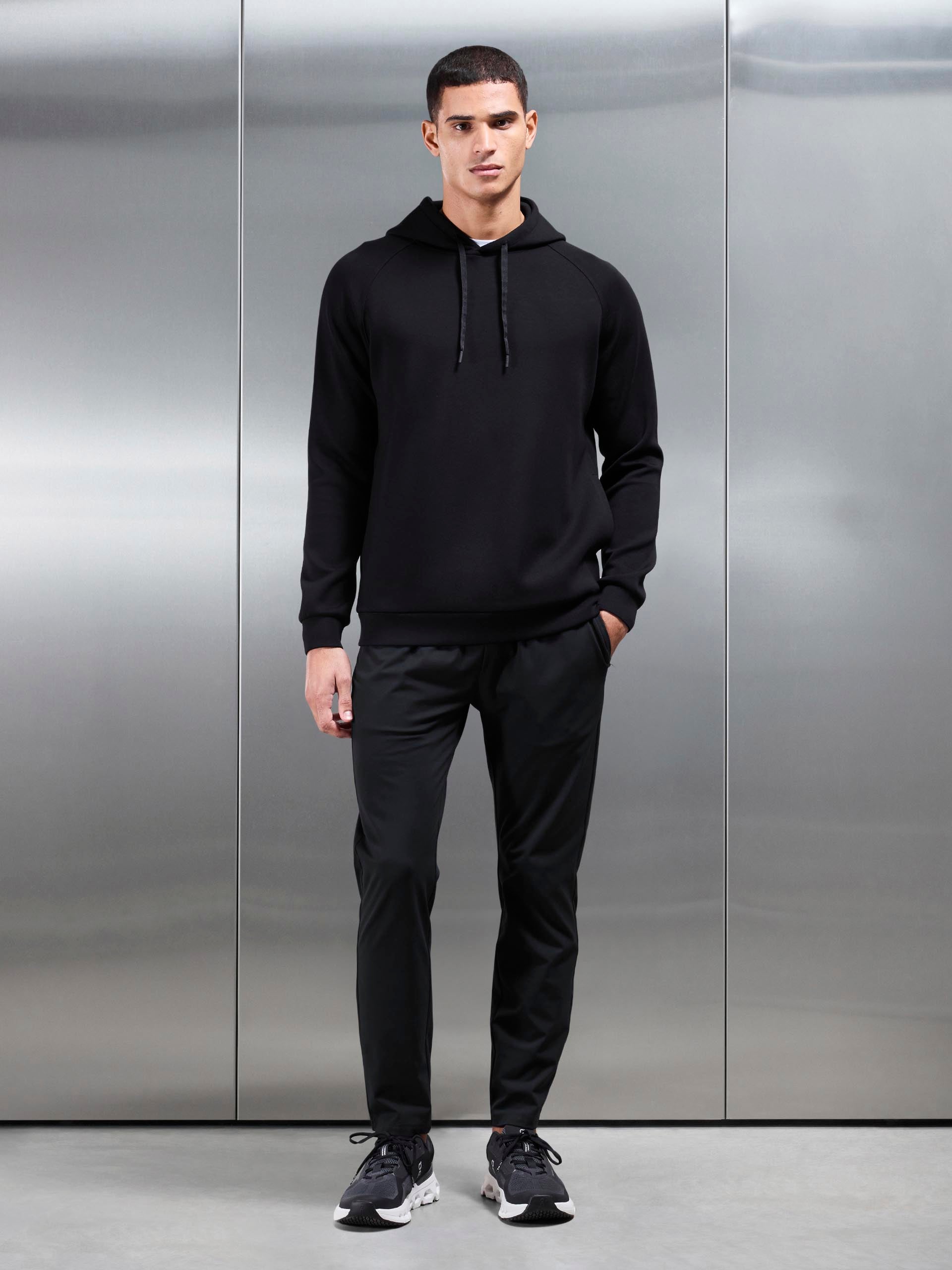 Soft Interlock Active Hoodie in Black