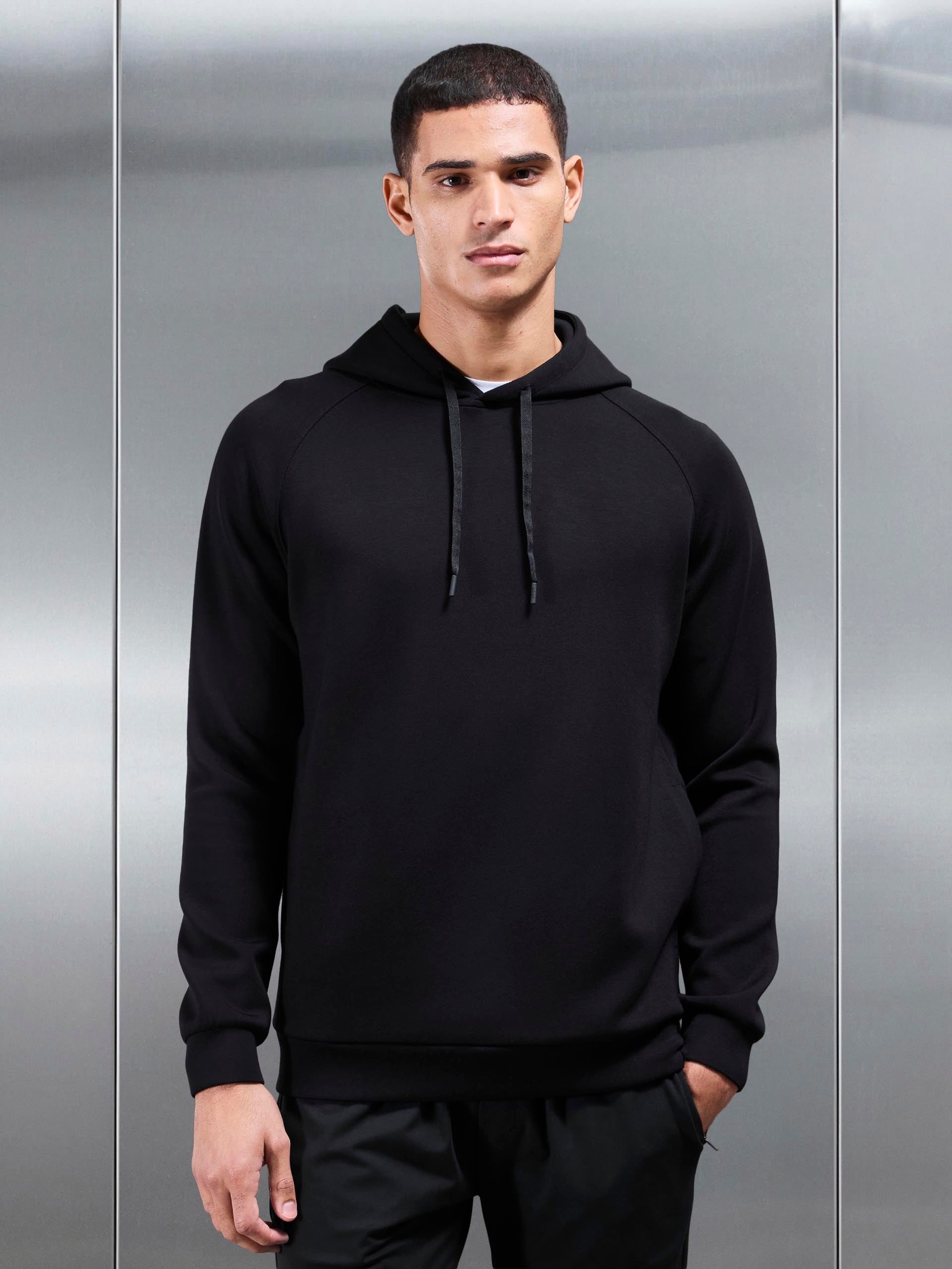 Soft Interlock Active Hoodie in Black