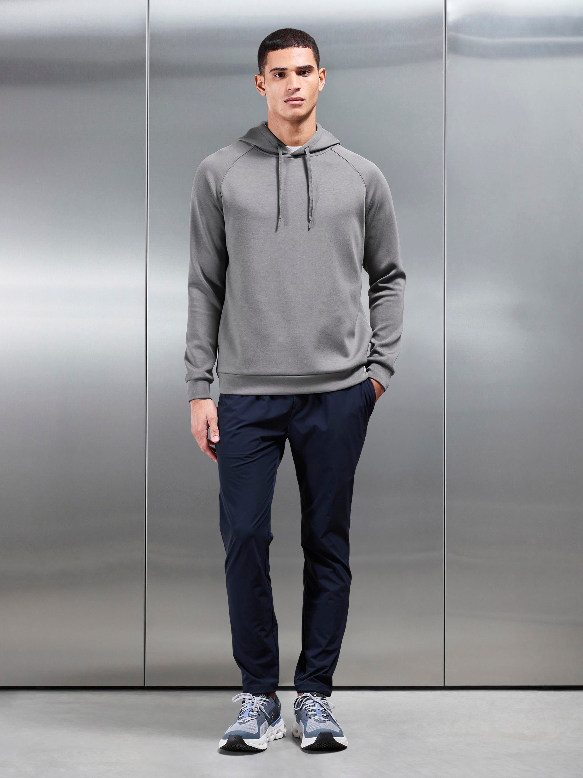 Soft Interlock Active Hoodie in Grey