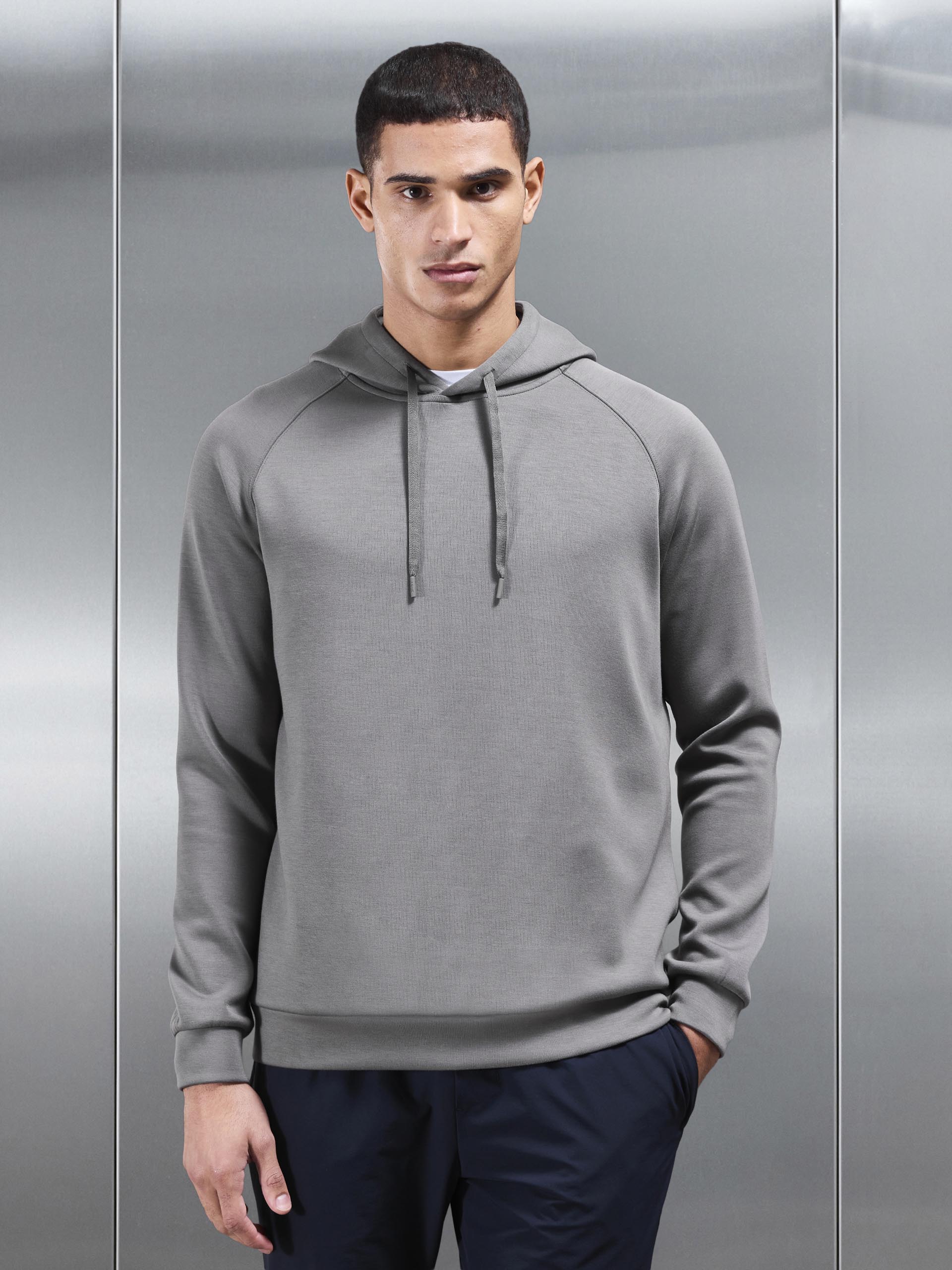 Soft Interlock Active Hoodie in Grey