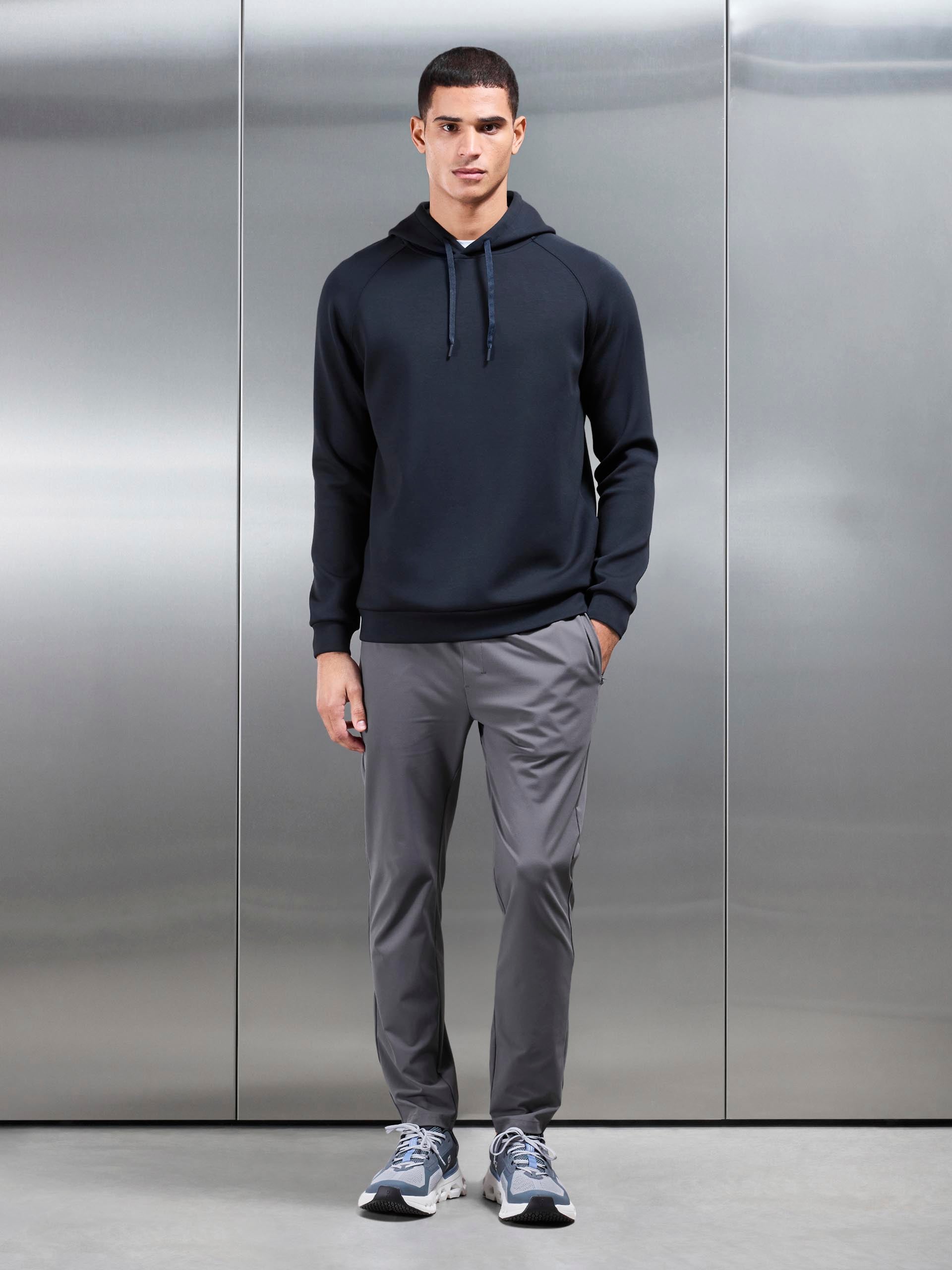 Soft Interlock Active Hoodie in Navy