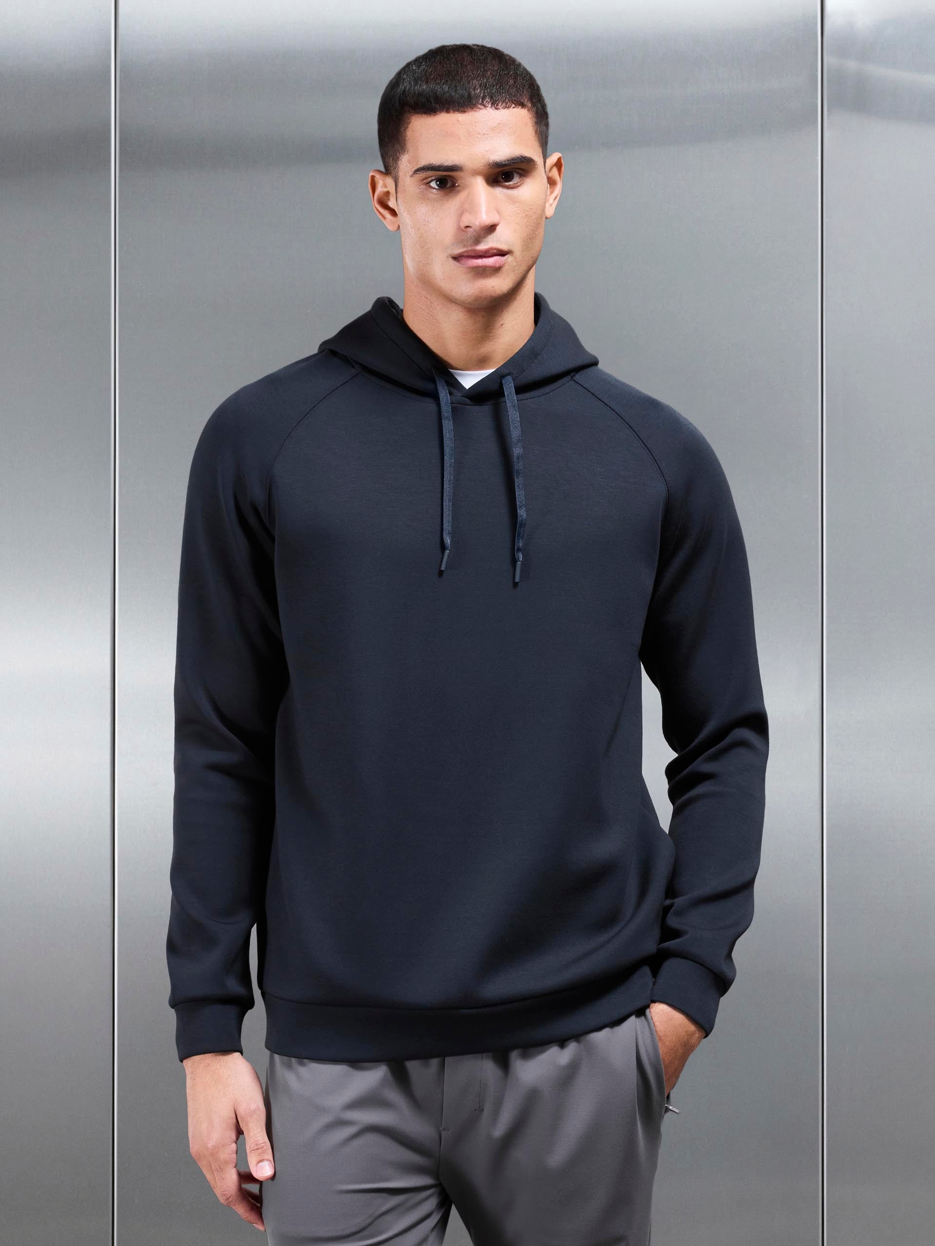Soft Interlock Active Hoodie in Navy